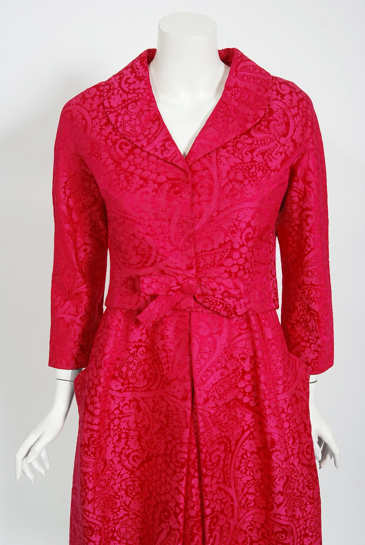 Vintage 1962 Christian Dior Haute Couture Pink Textured Silk Dress and ...