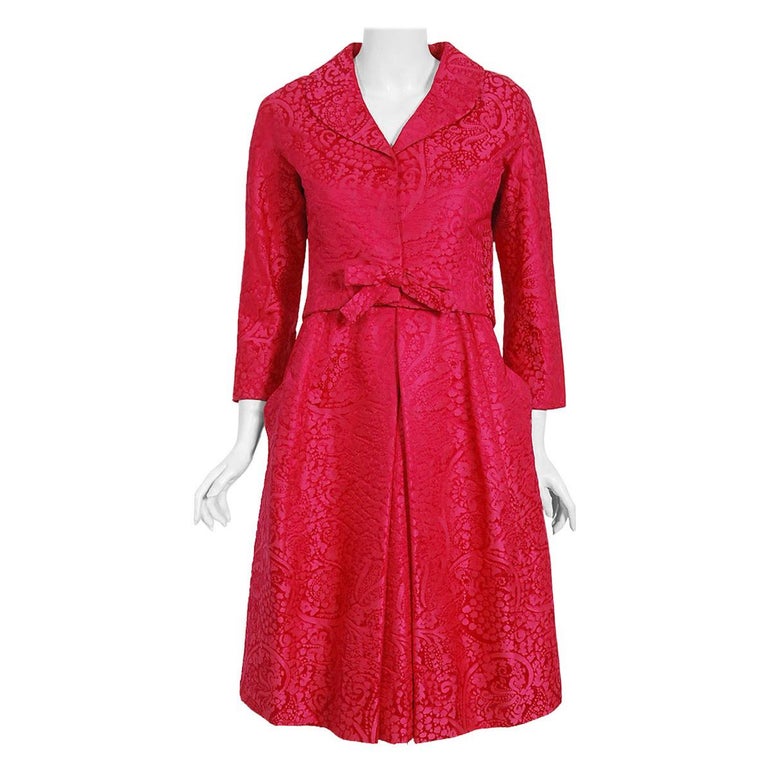 Vintage 1962 Christian Dior Haute Couture Pink Textured Silk Dress and Bow  Jacket at 1stDibs | dior 1962, 1962 dresses, 1990 christian dior vintage  fringe dress