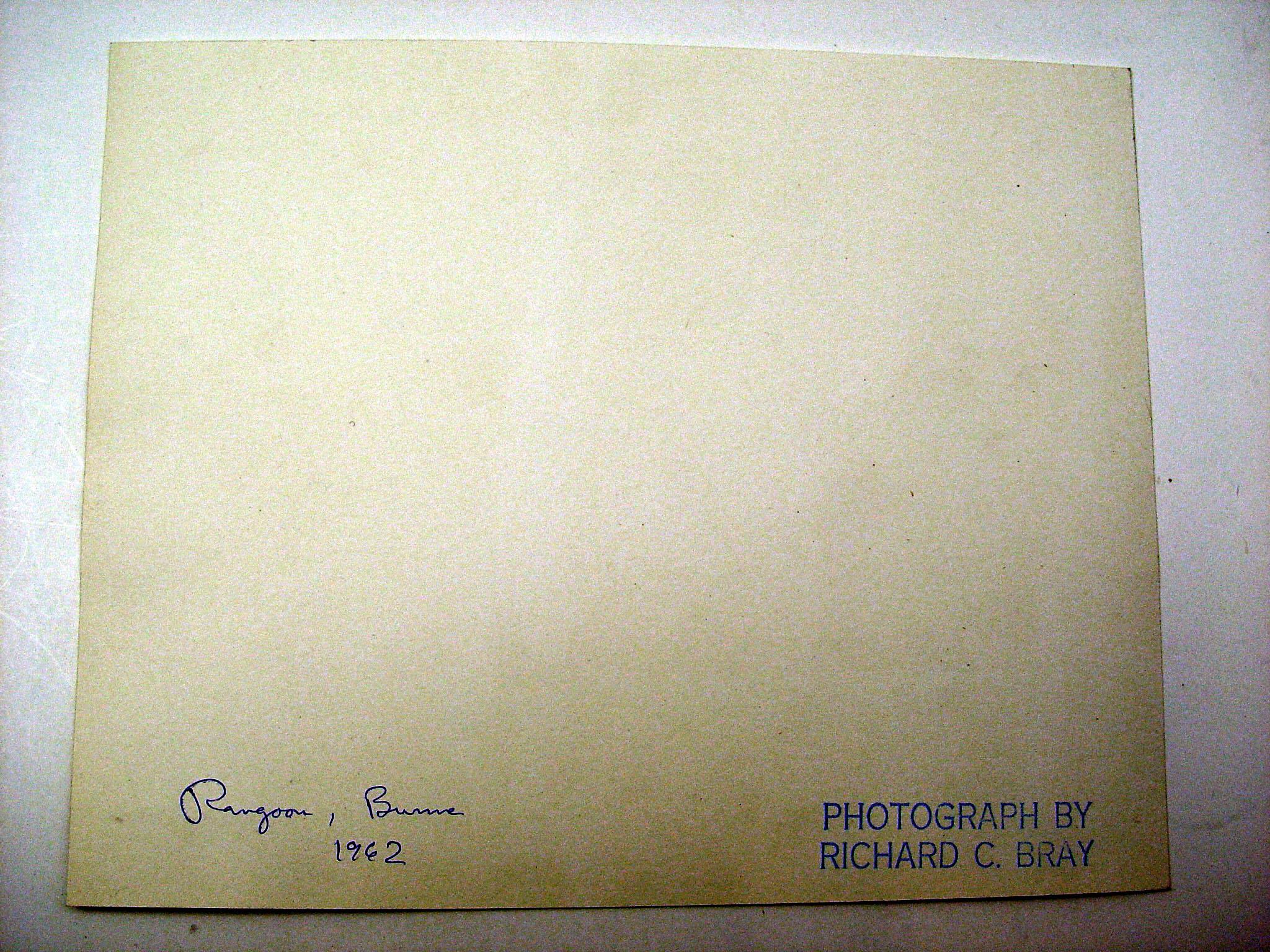 American Vintage 1962 Richard C Bray B&W Rangoon Burma Photograph For Sale
