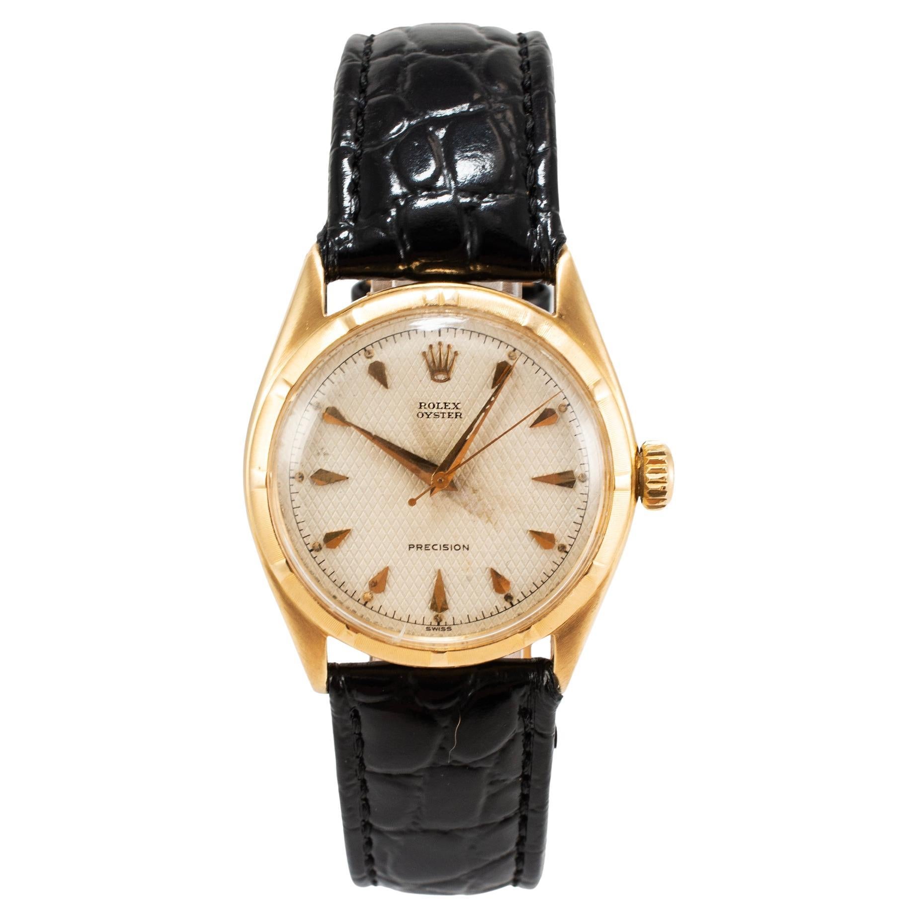 Vintage 1962 Rolex Oyster Precision 32MM 6418 Reloj de cuerda manual de oro de 18 quilates