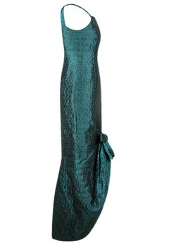 Vintage 1963 CHRISTIAN DIOR EMERALD SILK GOWN size S