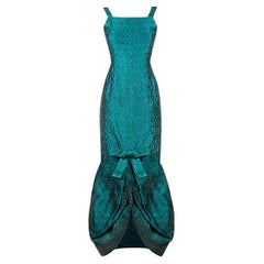 Vintage 1963 CHRISTIAN DIOR EMERALD SILK GOWN size S