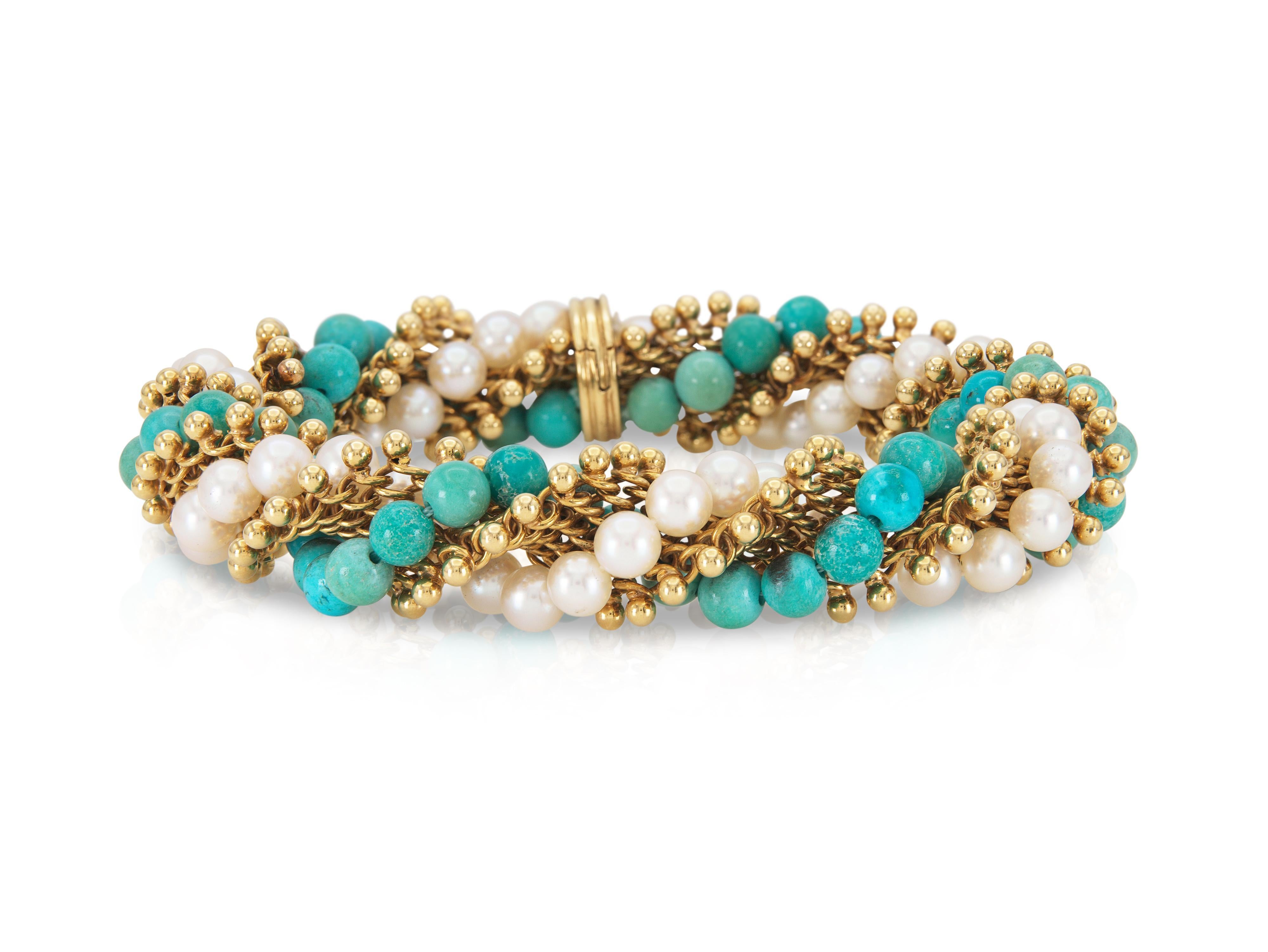 Perlina Vintage 1963 Van Cleef & Arpels Set di perle e turchesi in vendita