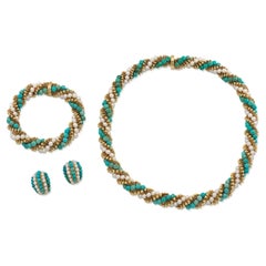 Vintage 1963 Van Cleef & Arpels Turquoise et perles Twist Set
