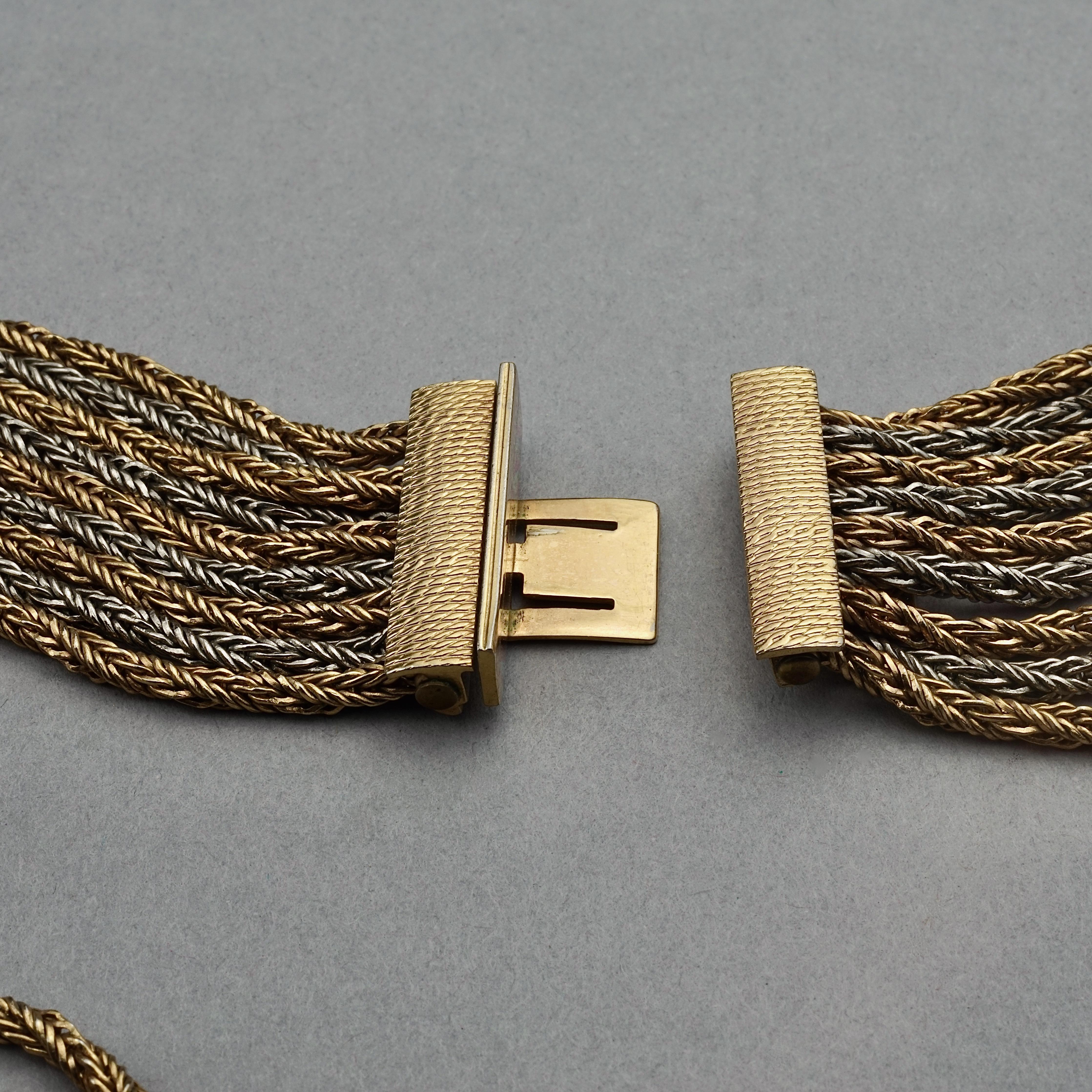 Vintage 1964 CHRISTIAN DIOR 9 Strand Two Tone Chain Necklace For Sale 3