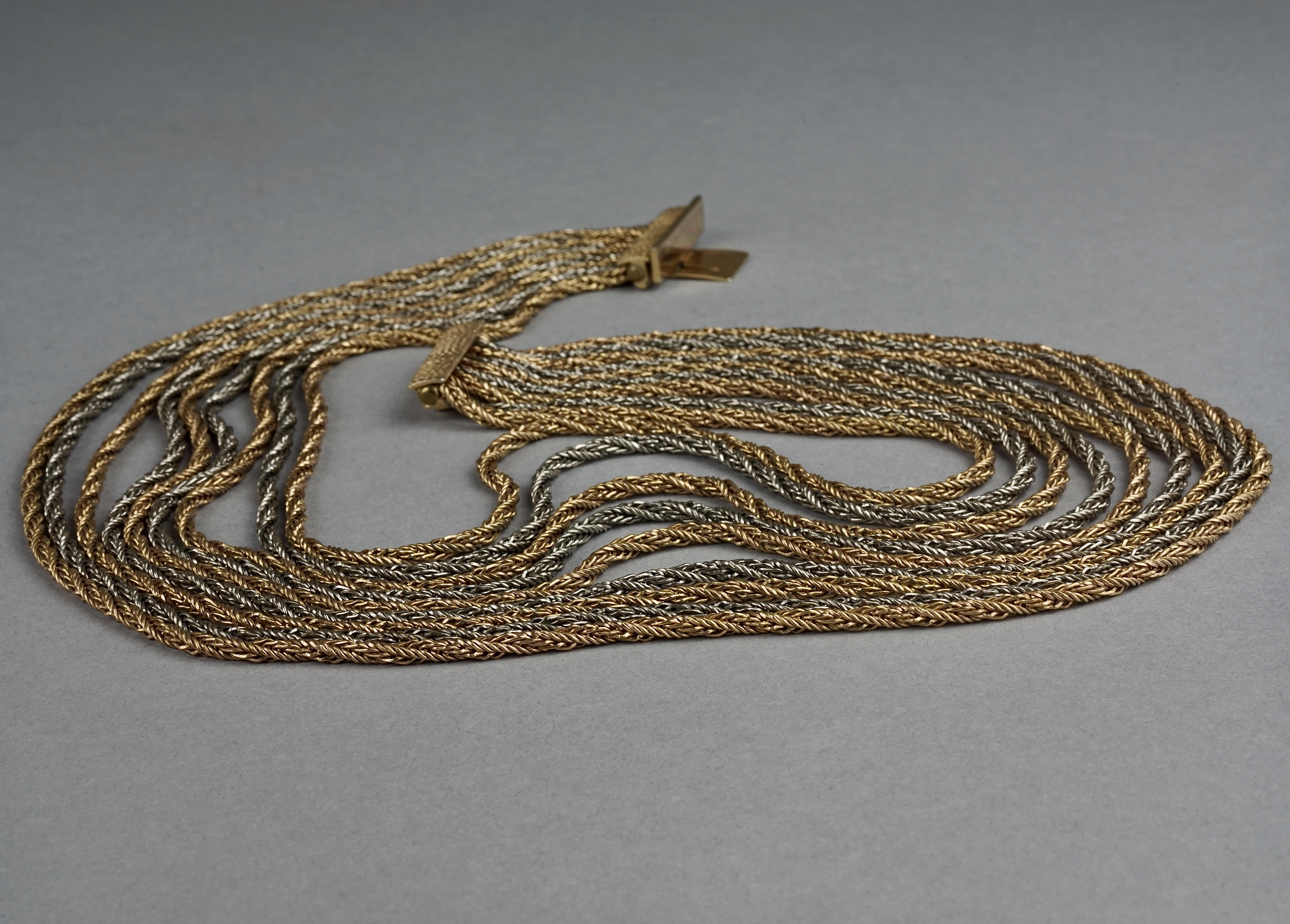 Vintage 1964 CHRISTIAN DIOR 9 Strand Two Tone Chain Necklace In Excellent Condition For Sale In Kingersheim, Alsace