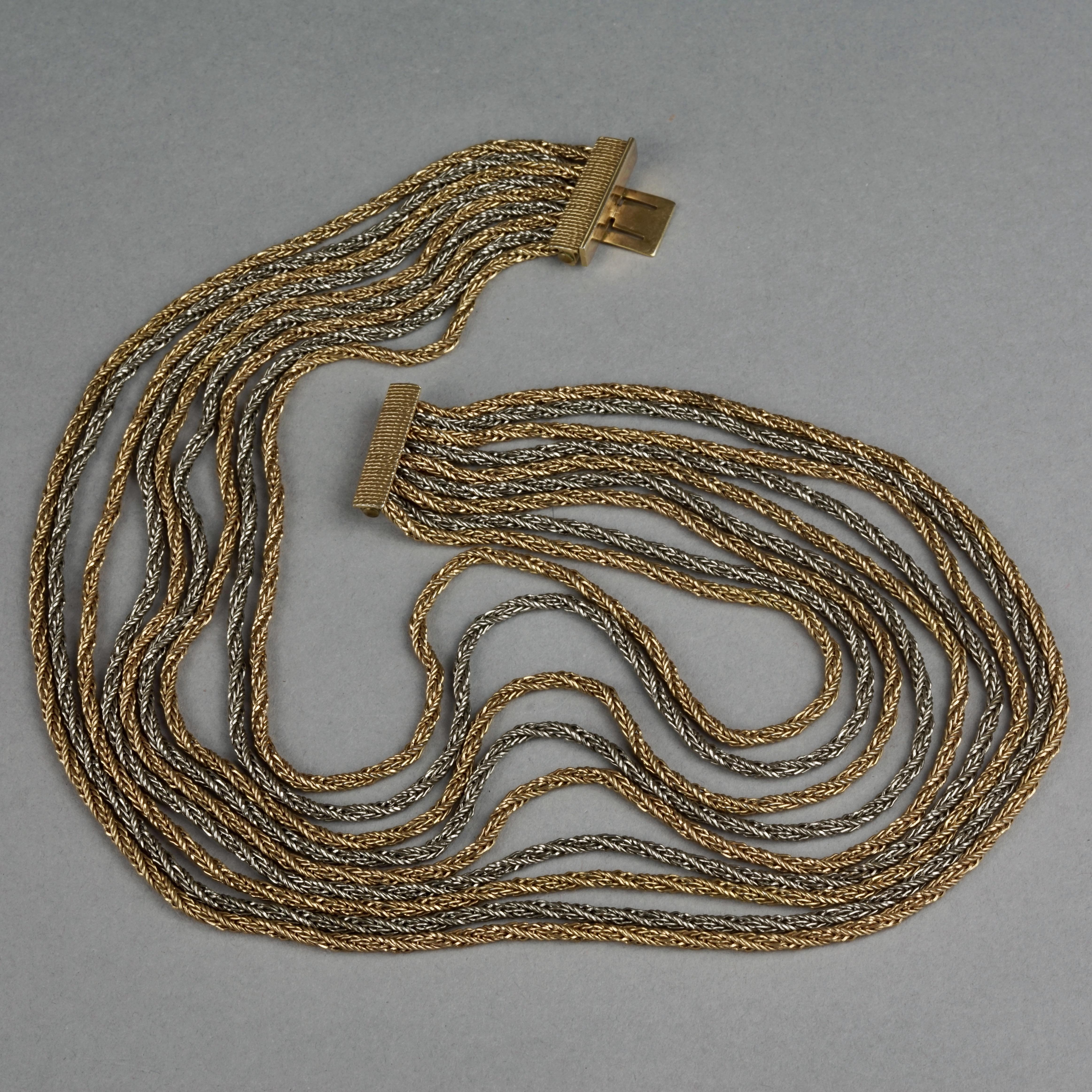 Women's Vintage 1964 CHRISTIAN DIOR 9 Strand Two Tone Chain Necklace For Sale