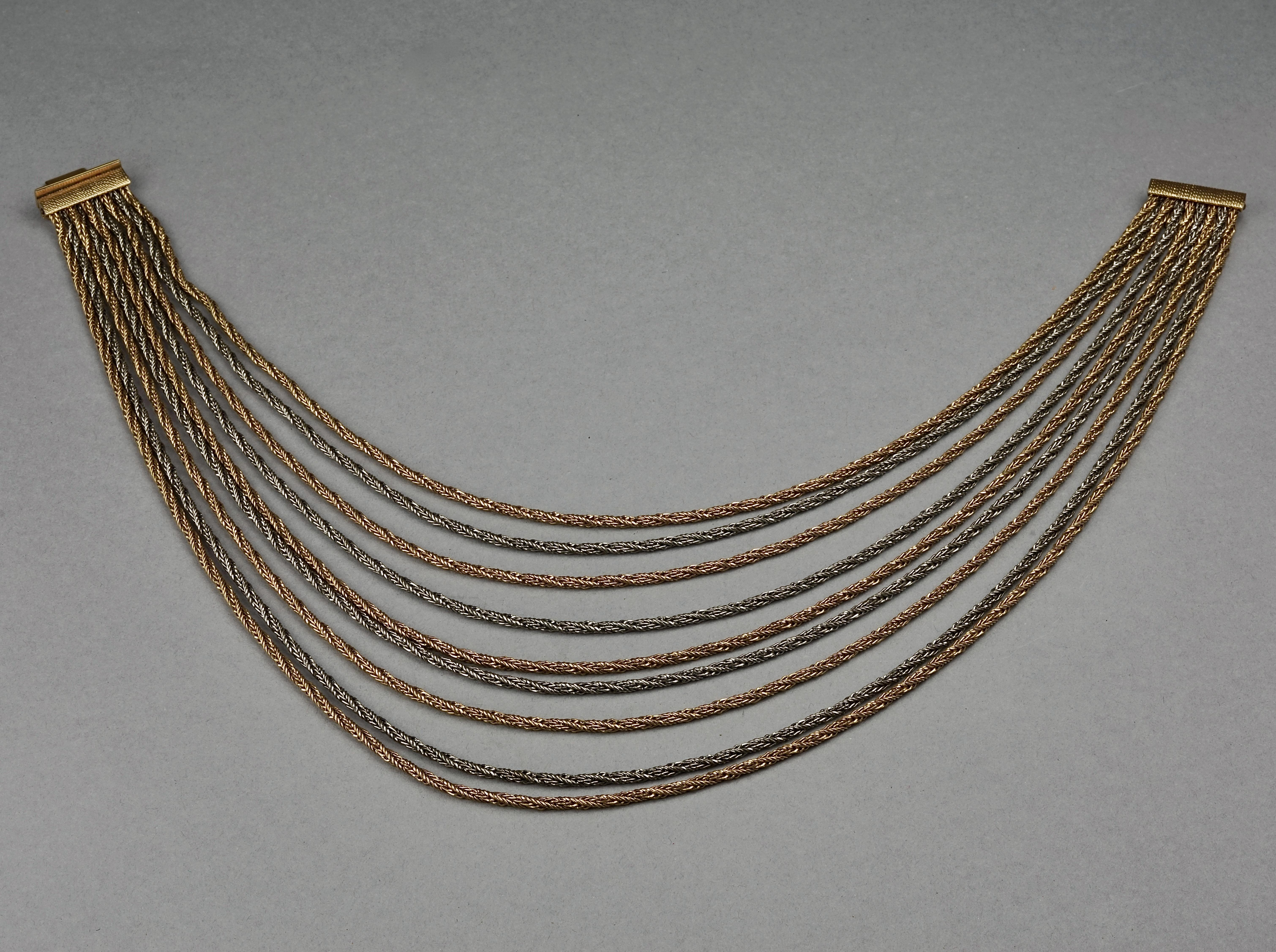 Vintage 1964 CHRISTIAN DIOR 9 Strand Two Tone Chain Necklace For Sale 1