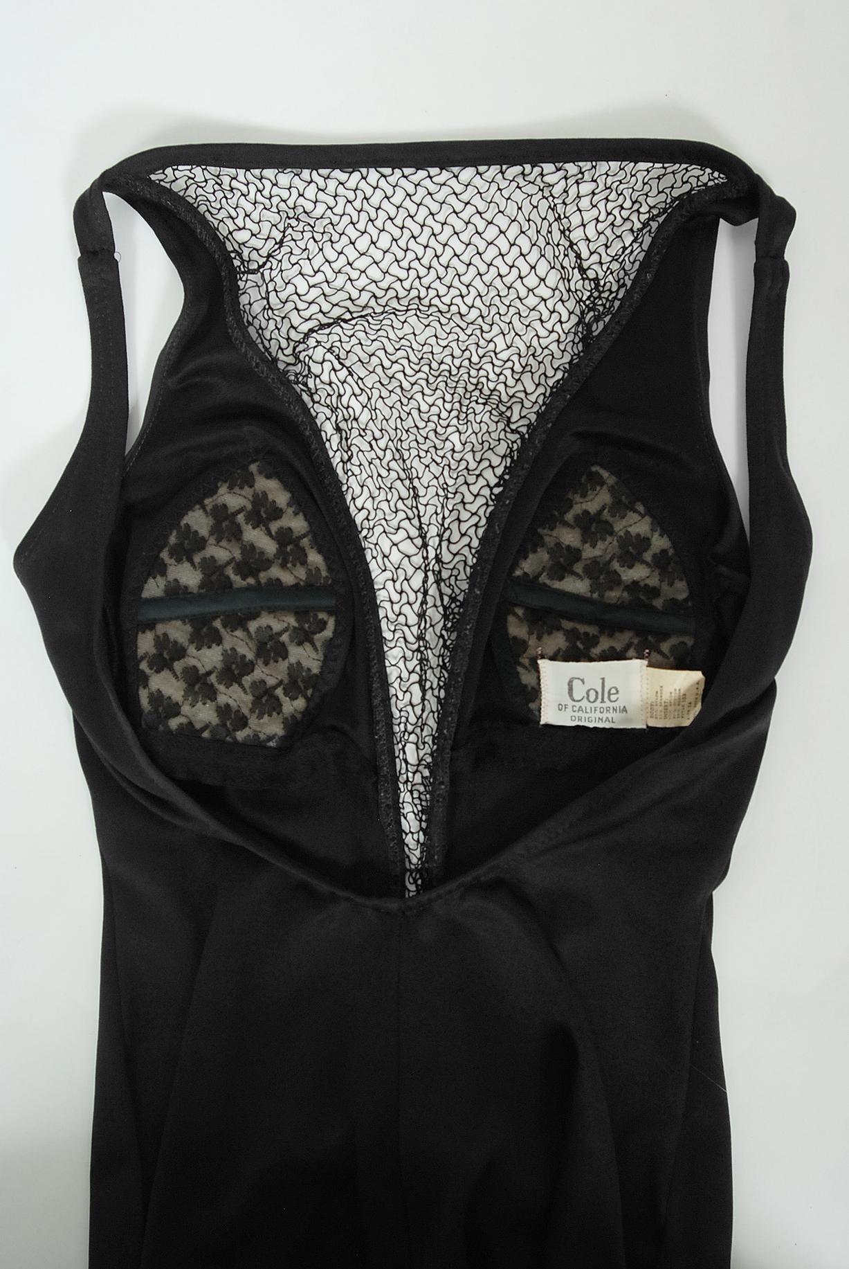 Vintage 1964 Cole of California Documented Black Fishnet 'Scandal Suit' Swimsuit 6