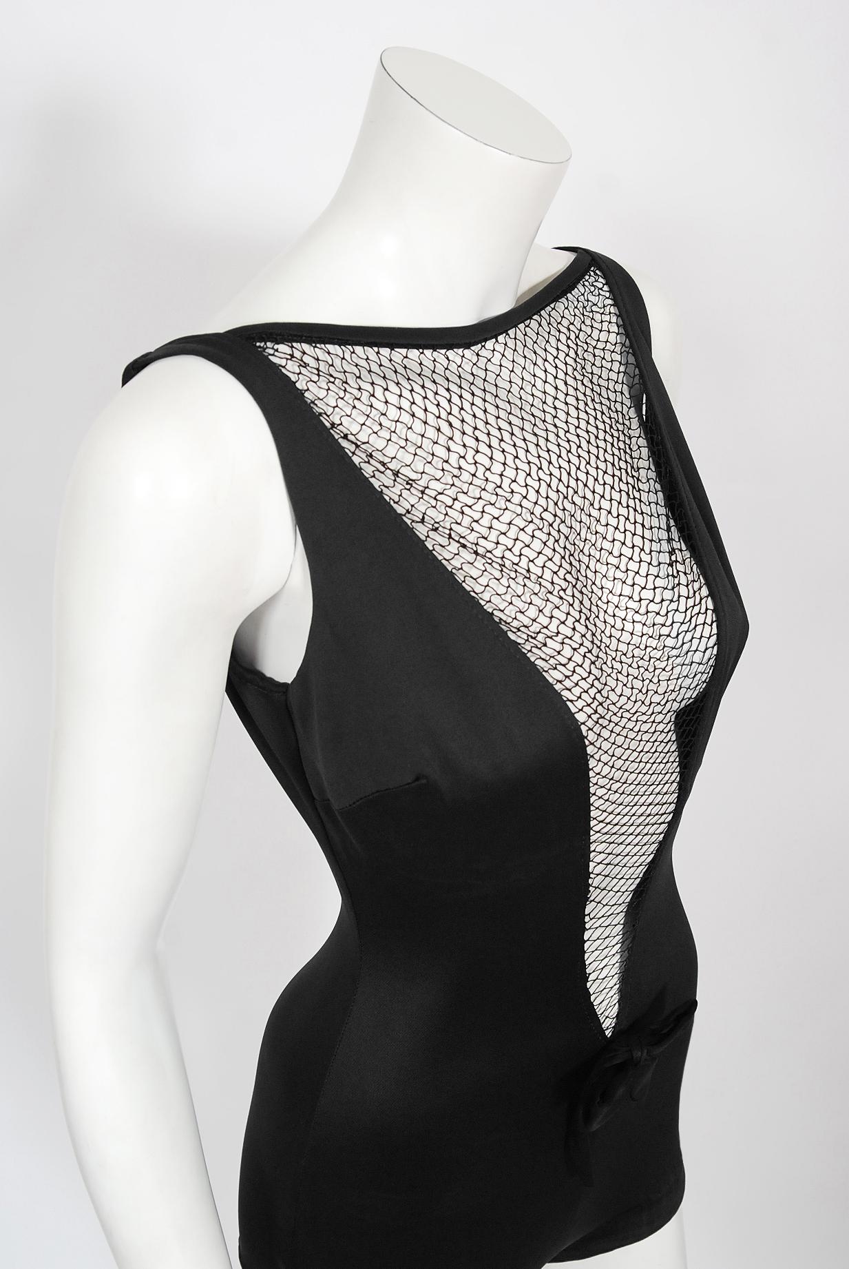 Women's Vintage 1964 Cole of California Documented Black Fishnet 'Scandal Suit' Swimsuit