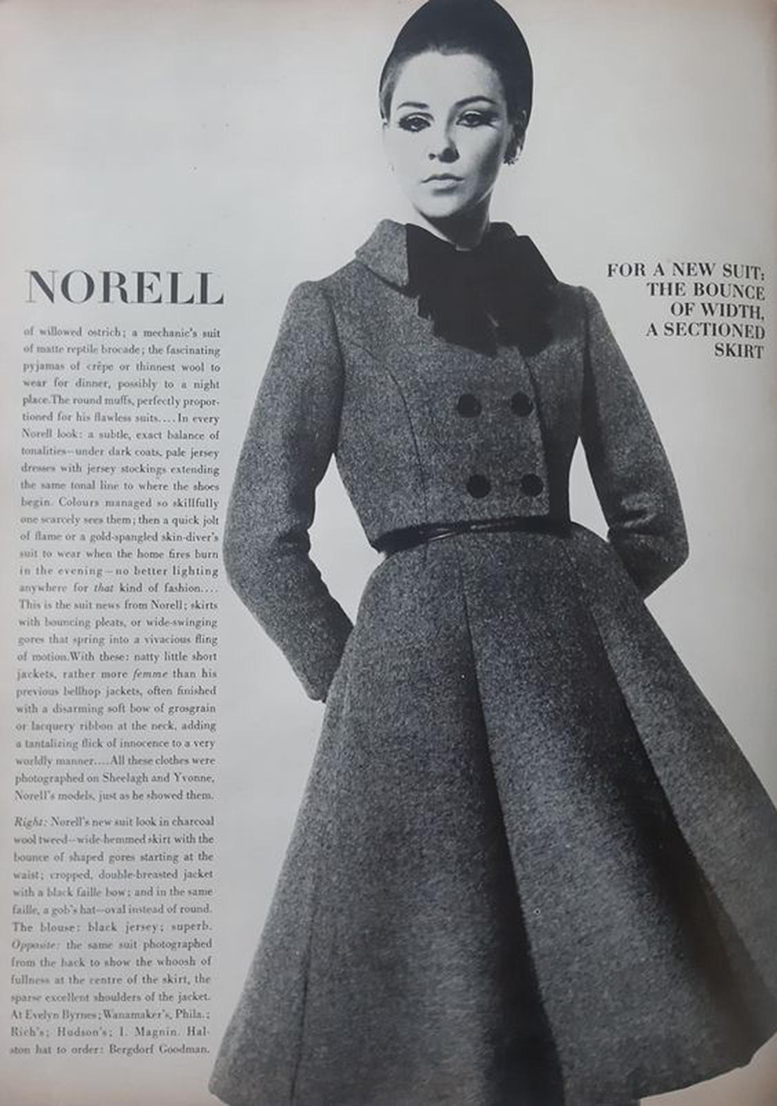 This timeless Norman Norell designer dress set, in the chicest charcoal-gray and black color combination, exemplifies his signature blend of couture-level quality with quintessentially American style. This gorgeous ensemble, dating back to his 1964