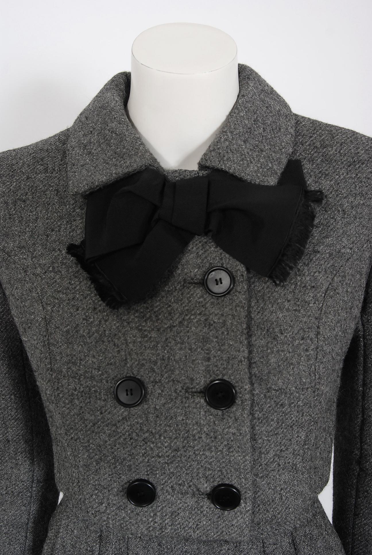 Vintage 1964 Norman Norell Documented Gray Wool Dress w/ Double-Breasted Jacket 1