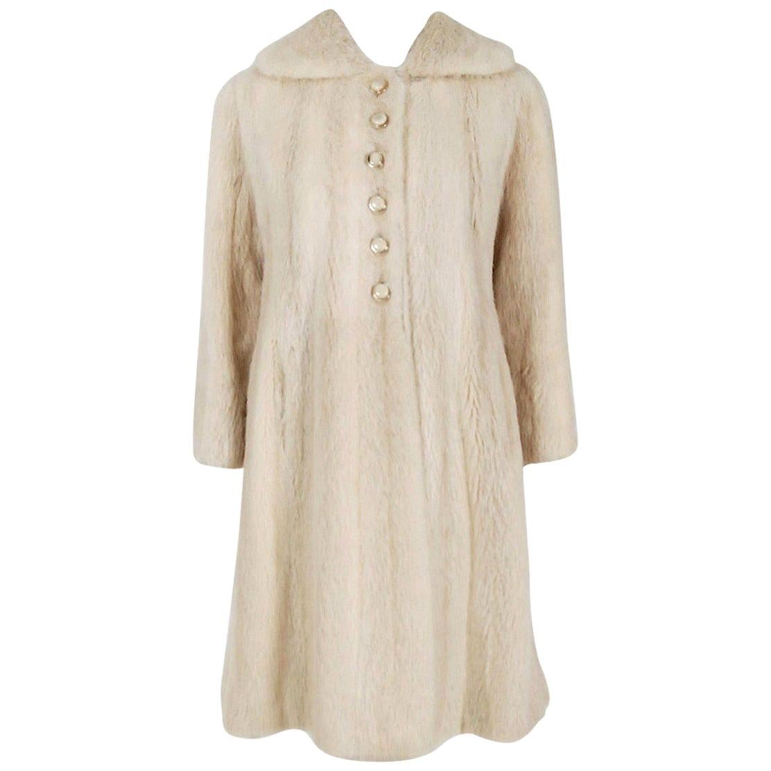 Vintage 1964 Pierre Cardin Couture Blonde Mink-Fur Stroller Swing Coat Jacket