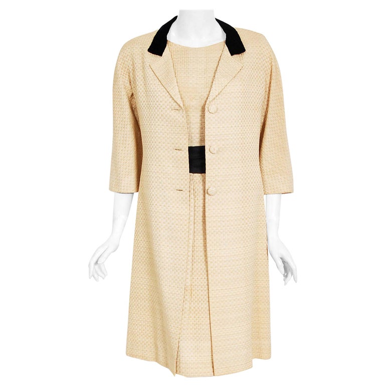 Vintage 1965 Balenciaga Haute Couture Beige Silk Sash-Bow Dress and Jacket  Set at 1stDibs | silk nightshirts