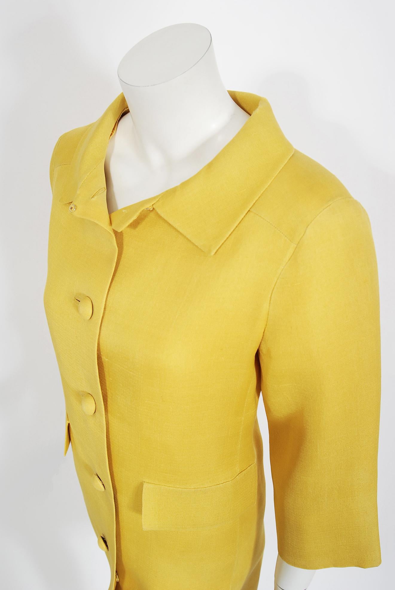 Women's Vintage 1965 Christian Dior Haute Couture Yellow Zsa Zsa Gabor Owned Jacket