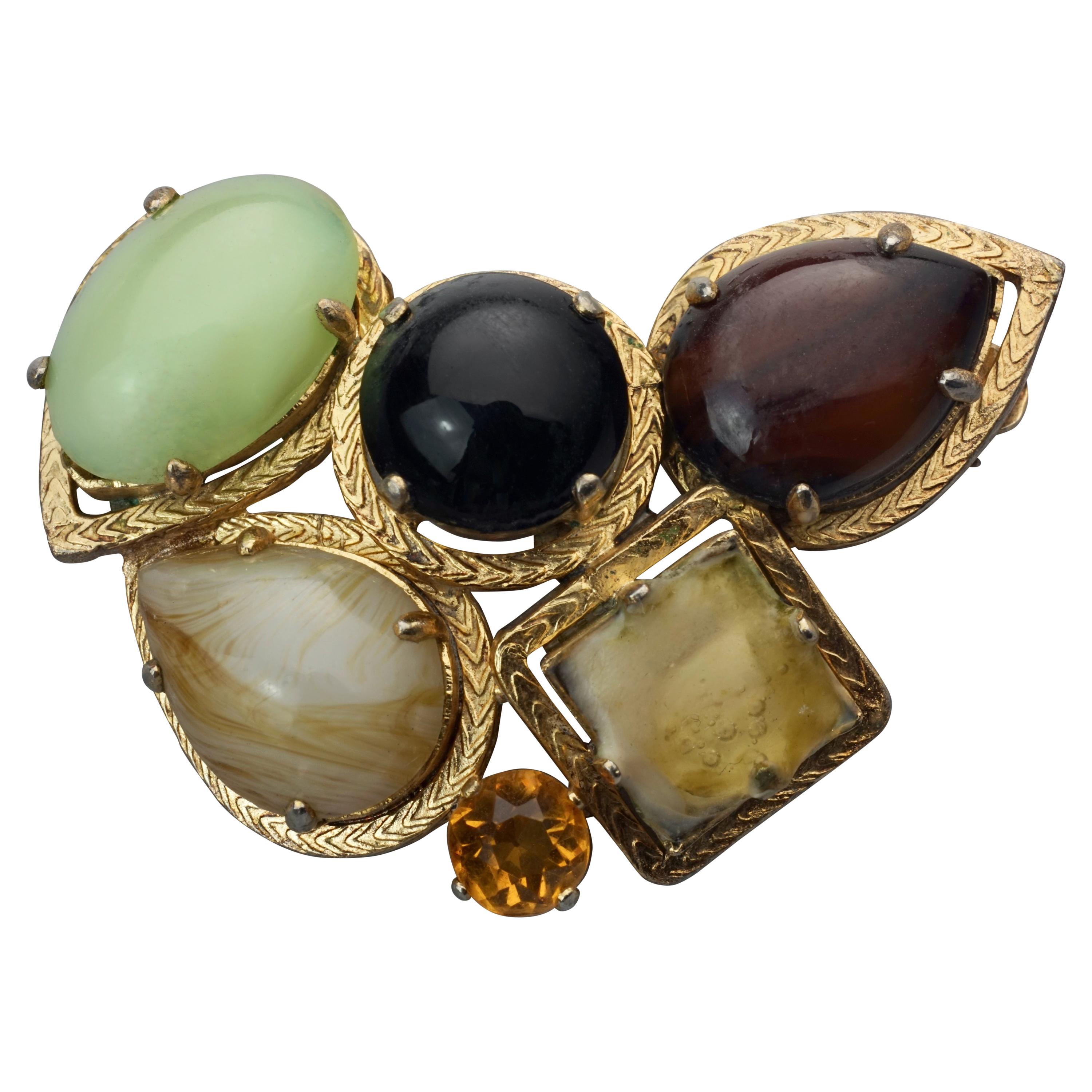 Vintage 1965 CHRISTIAN DIOR Multi Stone Brooch