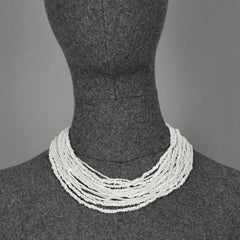 Vintage 1965 CHRISTIAN DIOR Multi Strand Milk Glass Beads Necklace