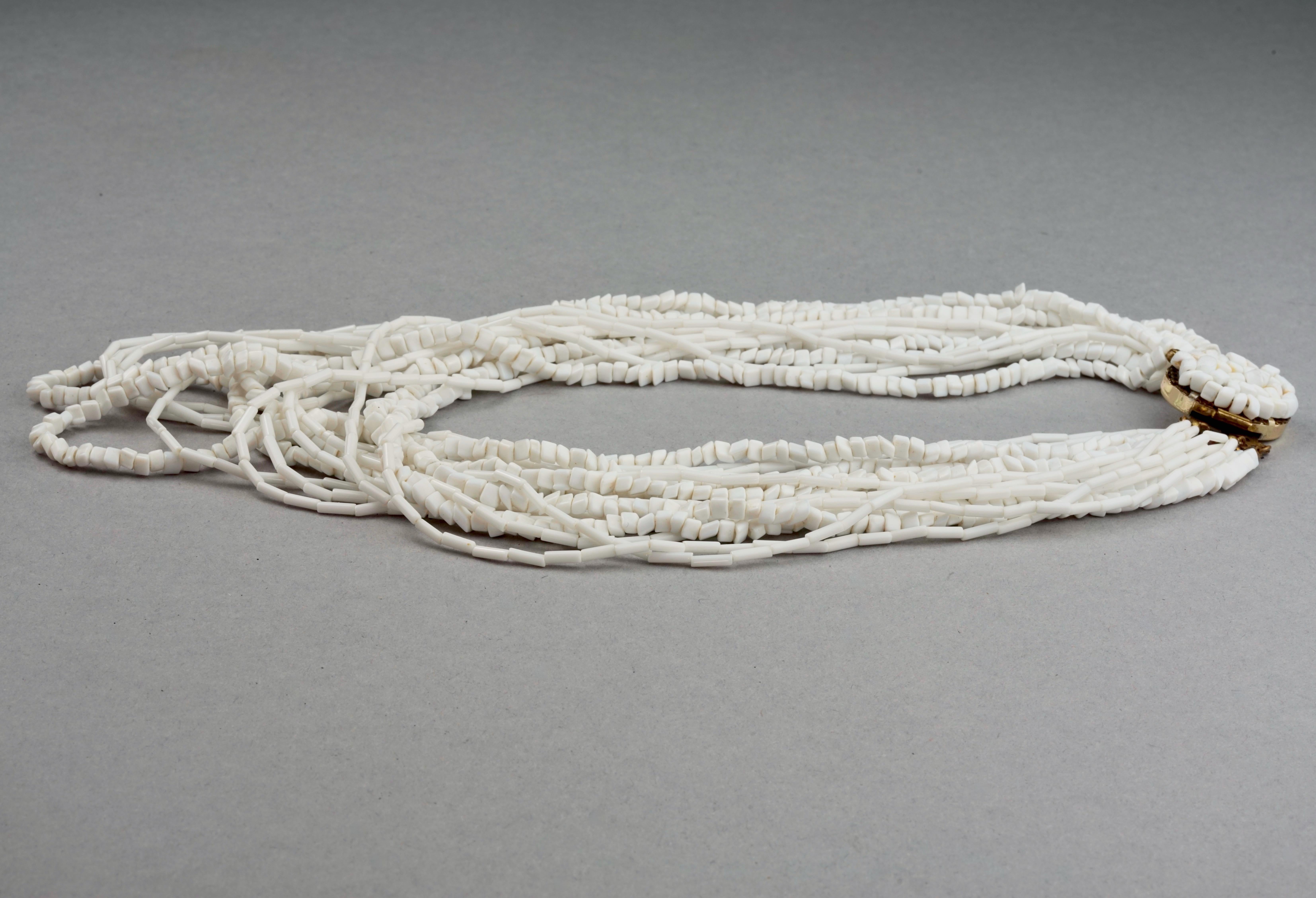 Vintage 1965 CHRISTIAN DIOR Multi Strand Milk Glass Beads Necklace For Sale 1