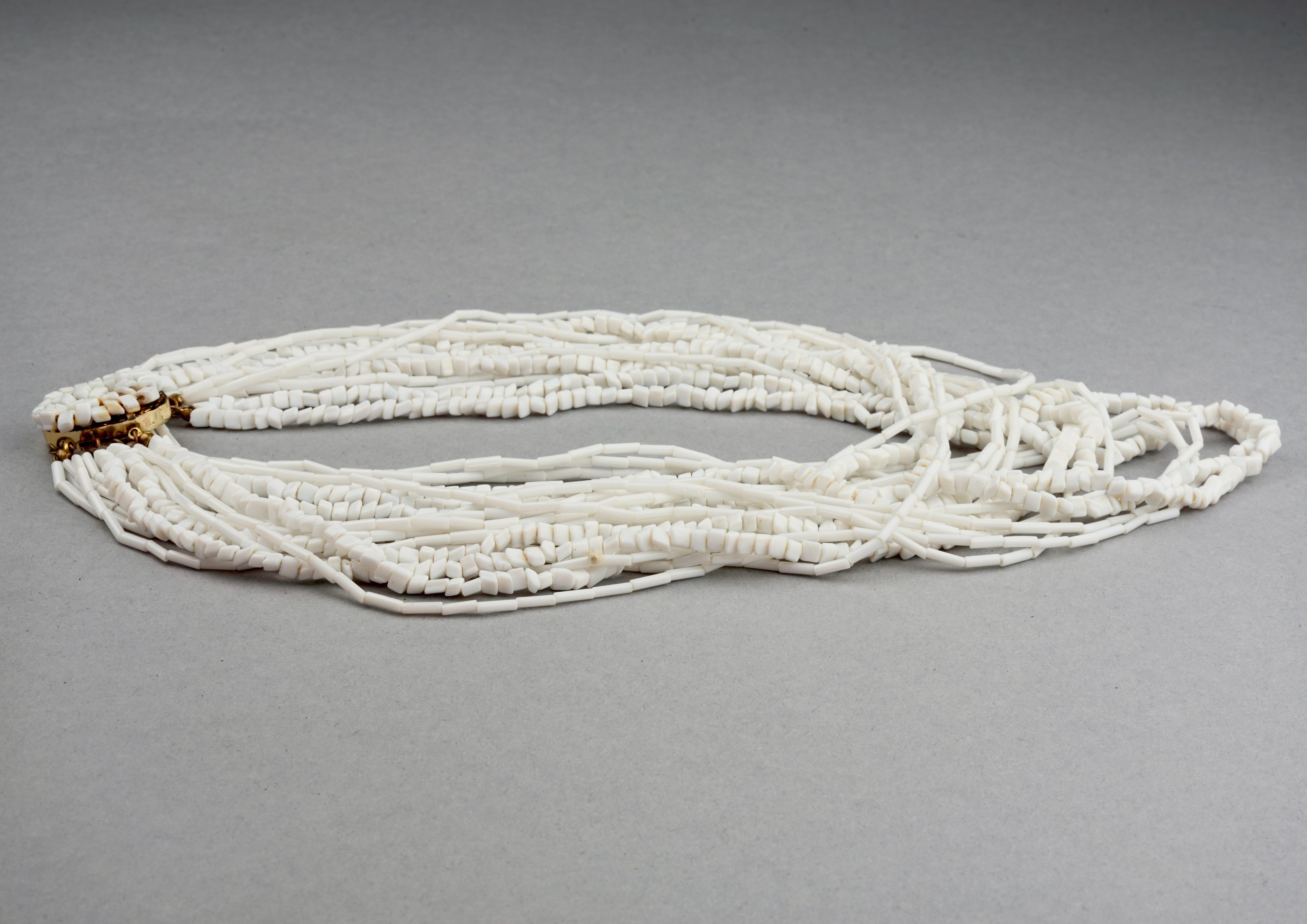Vintage 1965 CHRISTIAN DIOR Multi Strand Milk Glass Beads Necklace For Sale 2