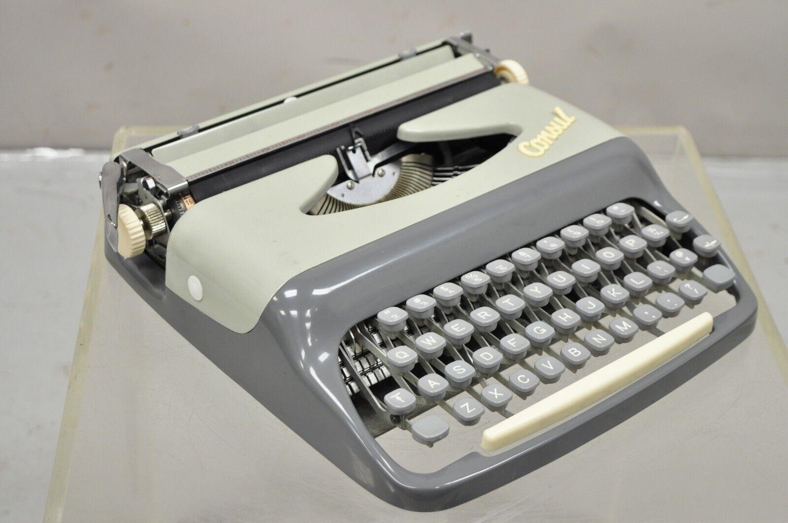 Vintage 1965 Consul 232 Portable Schreibtisch-Schreibtischschreibtisch in zweifarbigem Schiefer/skygrau in Etui (Moderne der Mitte des Jahrhunderts) im Angebot