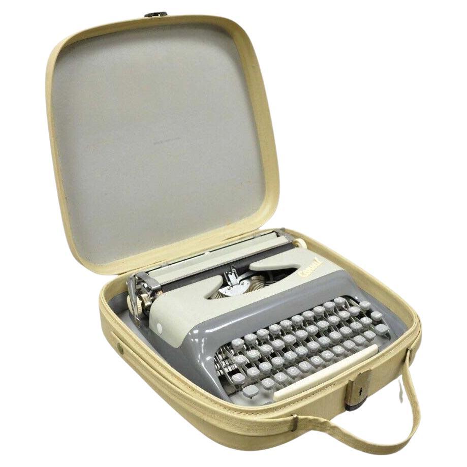 Vintage 1965 Consul 232 Portable Typewriter in two-tone slate/sky grey in Case