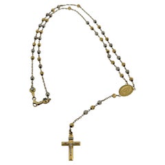 Vintage 1965 French 14kt Gold Rosary Pendant Necklace