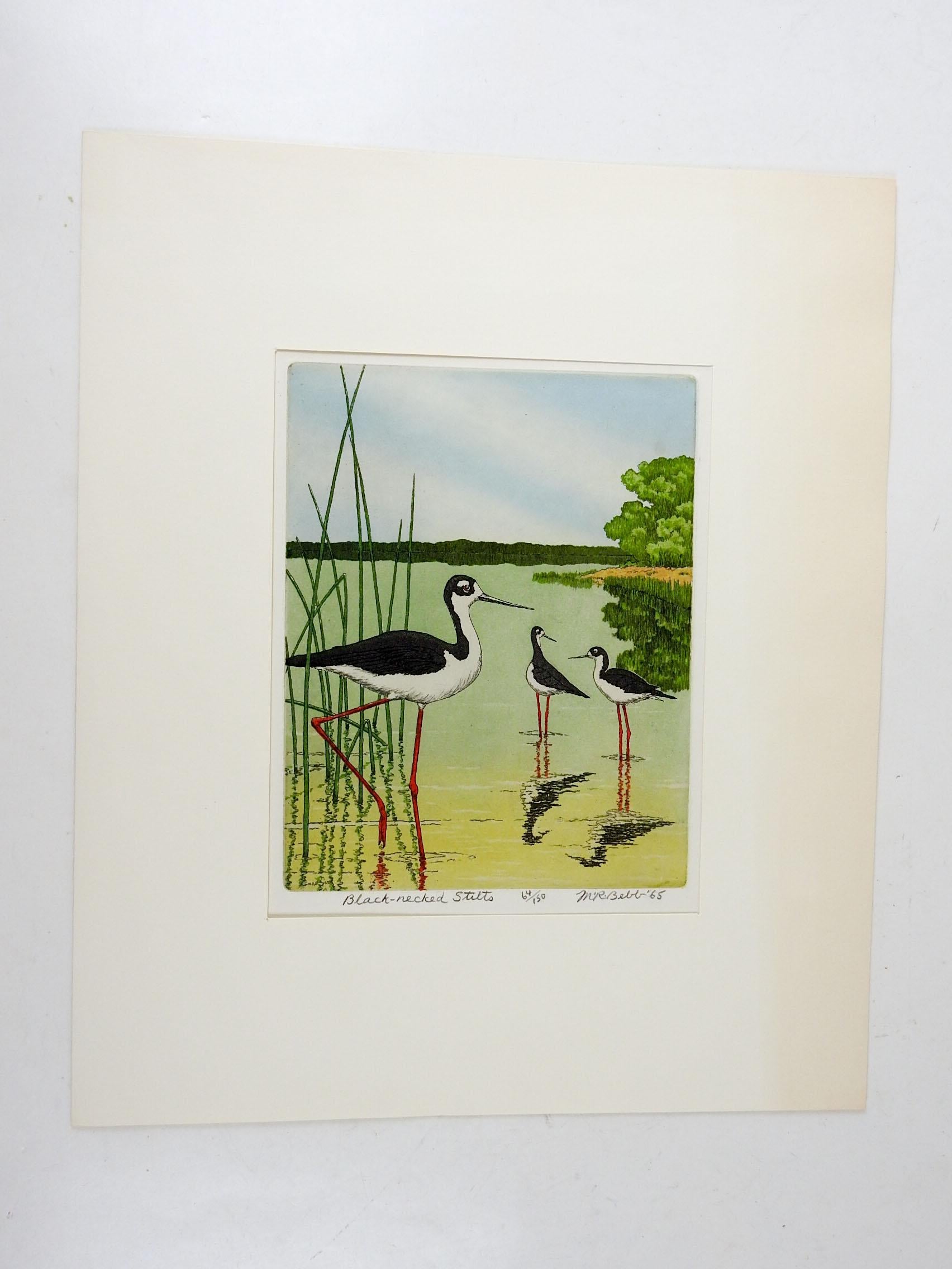 Maurie Bebb: Aquatinta-Radierung eines Vogels, Vintage, 1965 (Rustikal) im Angebot