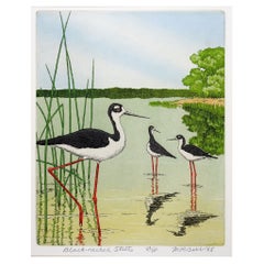 Vintage 1965 Maurie Bebb Shore Bird Aquatint Etching