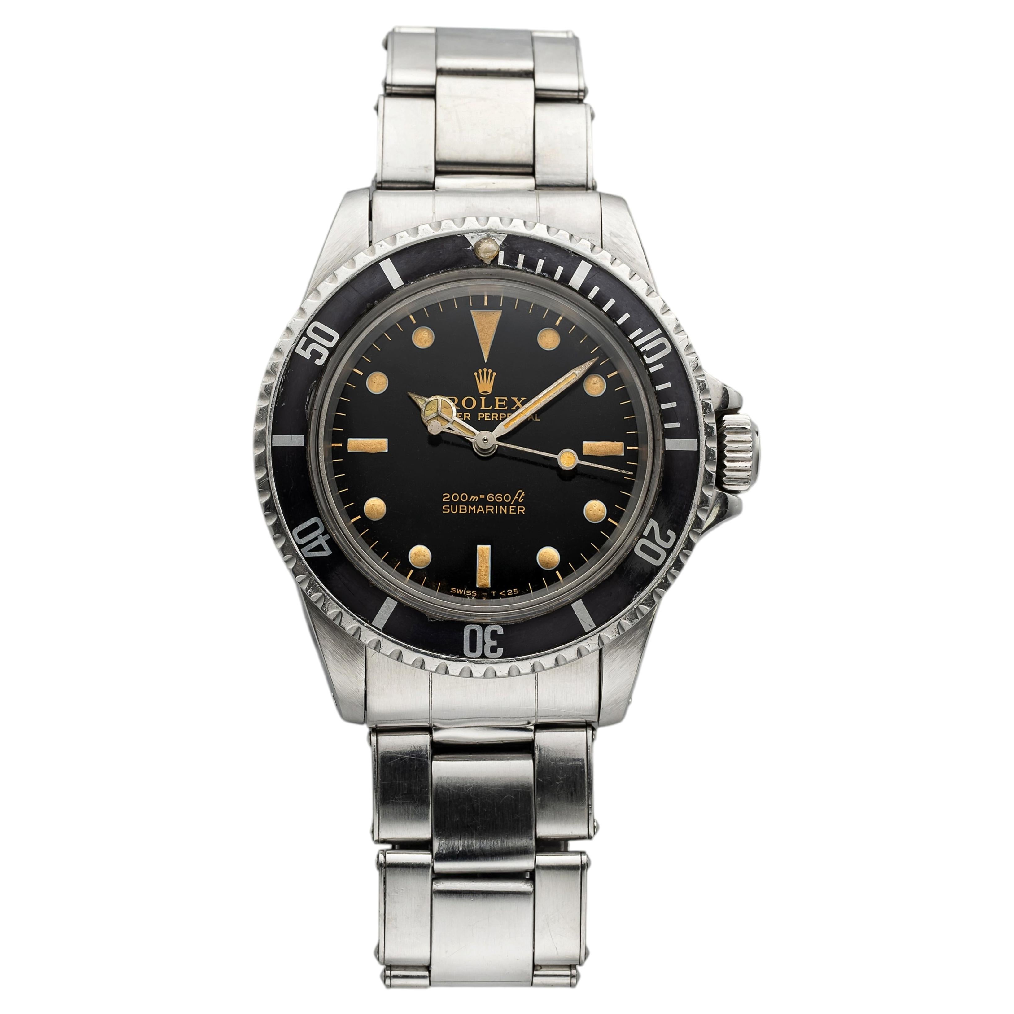 Vintage 1965 Rolex Submariner 5513 Stainless Steel Gilt Dial Automatic 40 mm