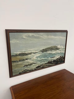 Vintage 1965 Seascape Painting by R. Hasenfus - Maine Shore Art Galleries