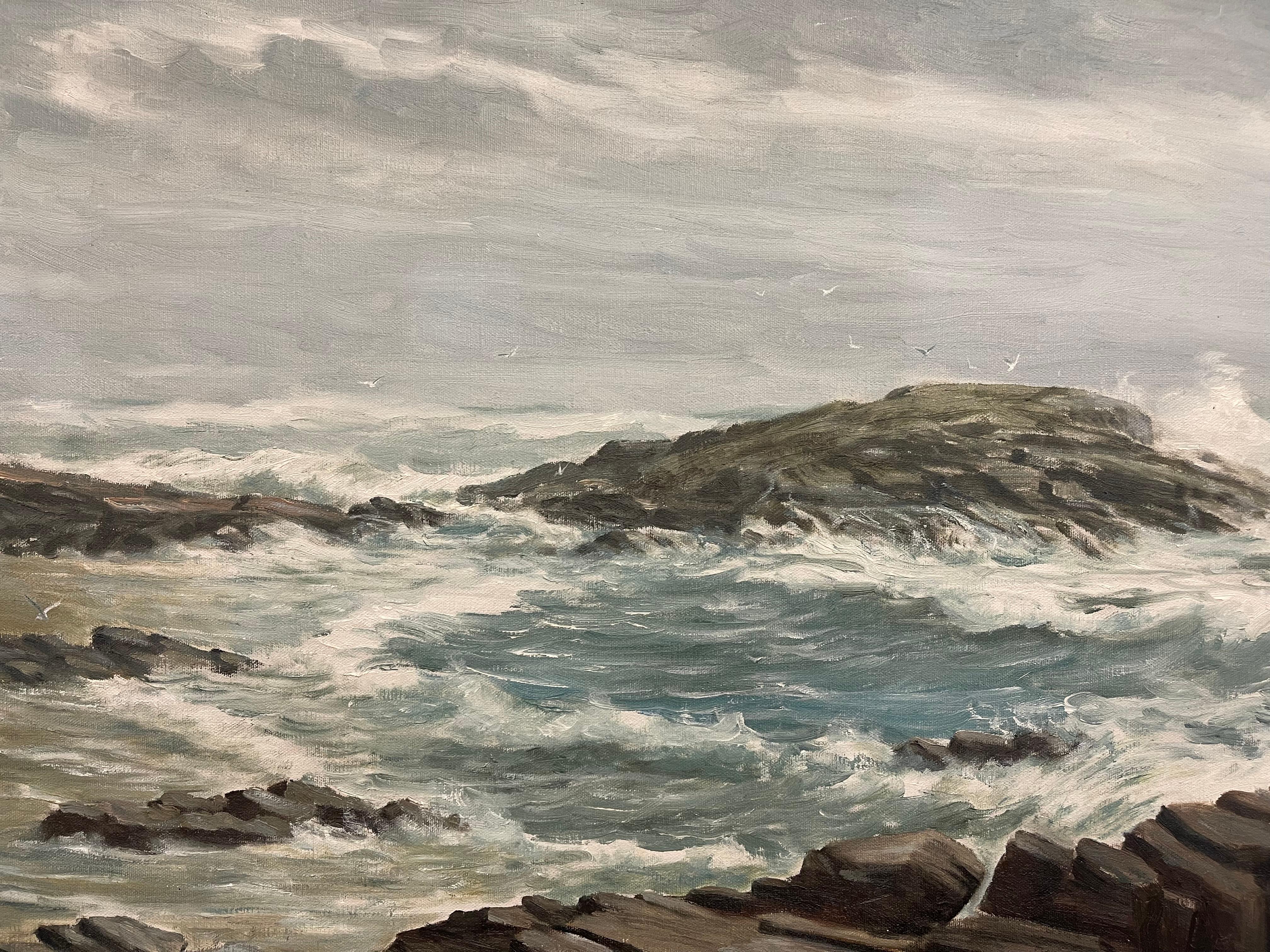 Quadro d'epoca del 1965 con paesaggio marino di R. Hasenfus - Maine Shore Art Galleries in vendita 1