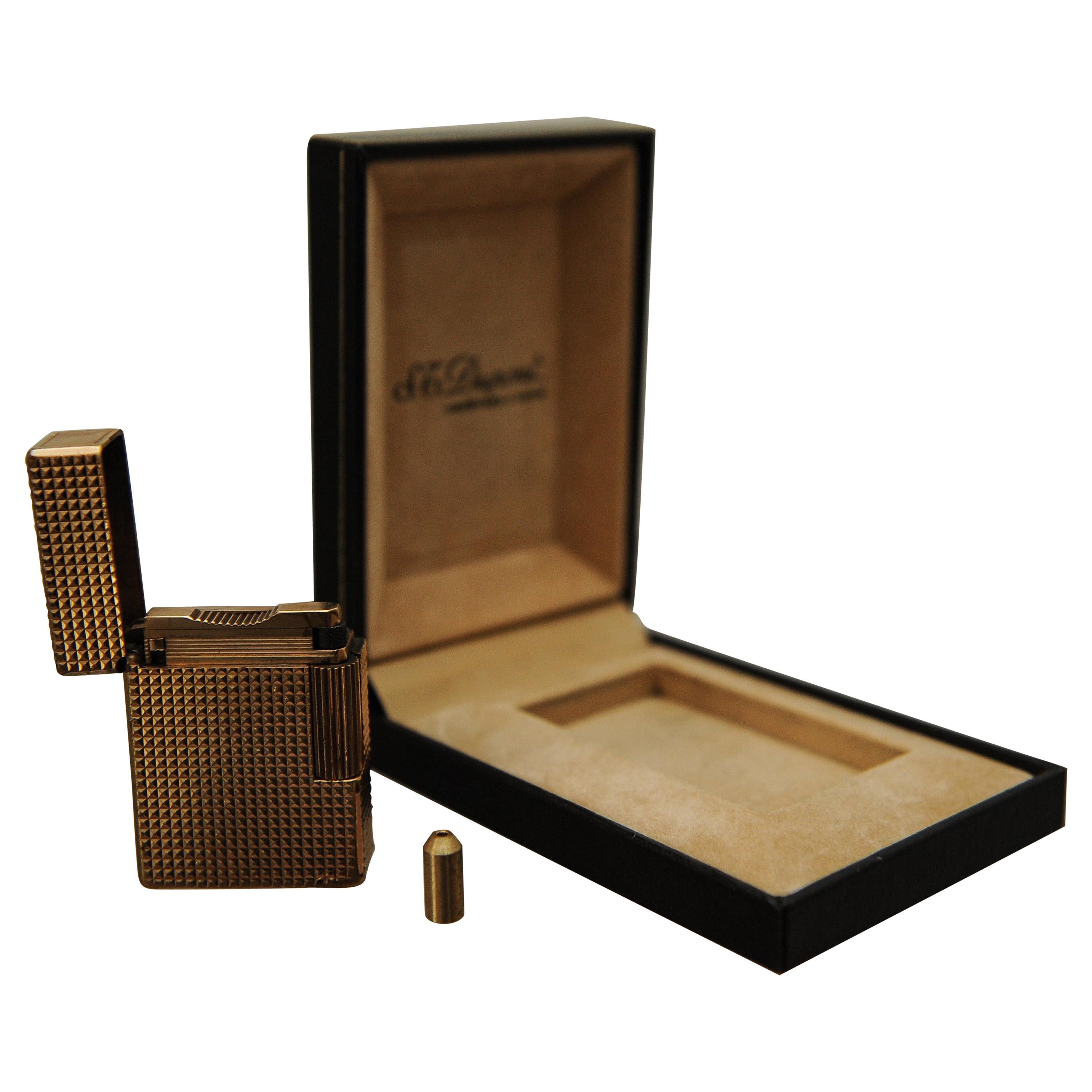 Vintage 1965 ST Dupont Paris Gold-Plated Lighter in Original Box For Sale