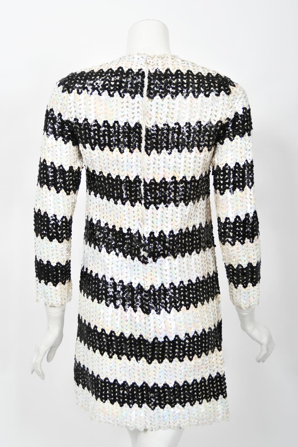 Vintage 1966 Betsey Johnson for Paraphernalia Documented Sequin Mod Mini Dress For Sale 13