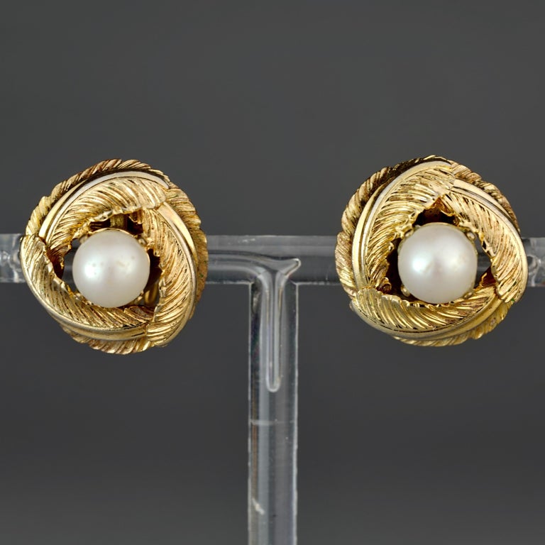 Vintage 1966 CHRISTIAN DIOR Pearl Leaves Earrings at 1stDibs