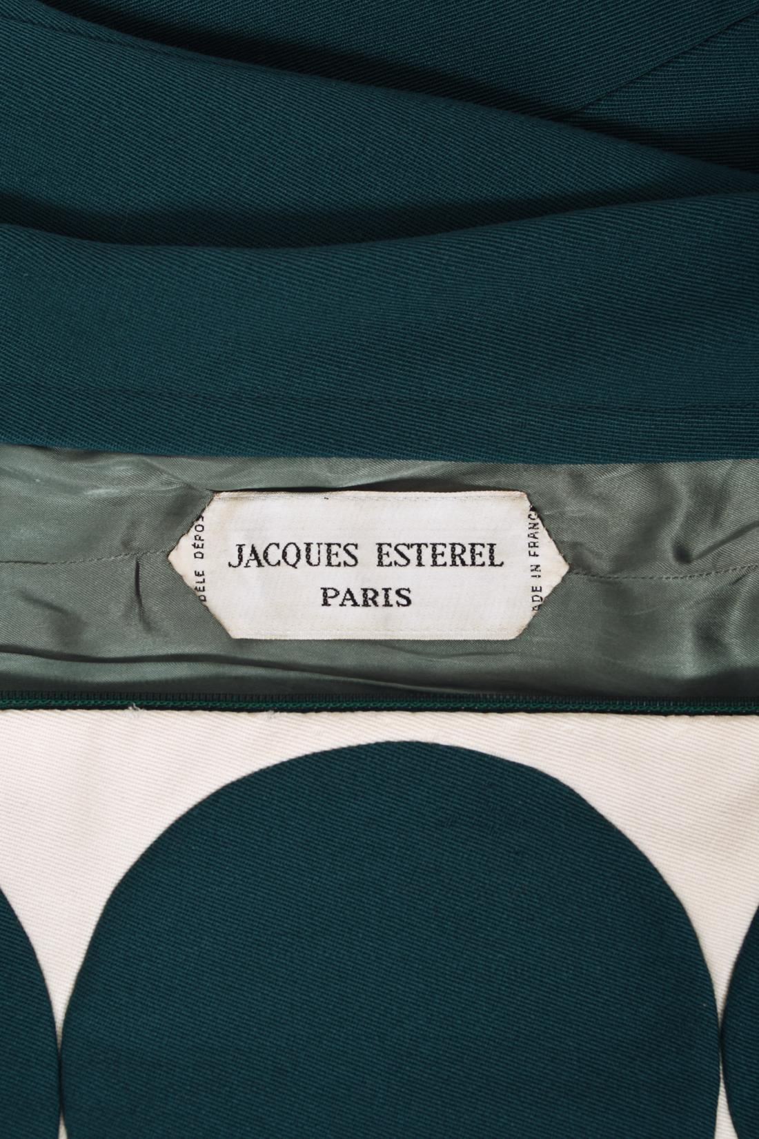 Vintage 1966 Jacques Esterel Haute Couture Documented Teal Blue Op-Art Mod Dress For Sale 12