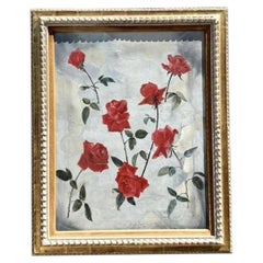 Vintage By 1966 Olio su tela originale con rose galleggianti