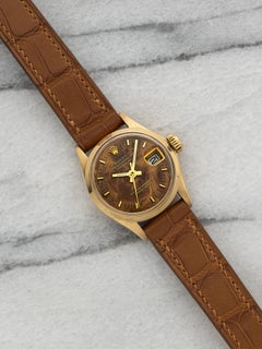 Vintage 1966 Rolex Lady Datejust 6516 18K Yellow Gold Rare Wood Dial 26mm