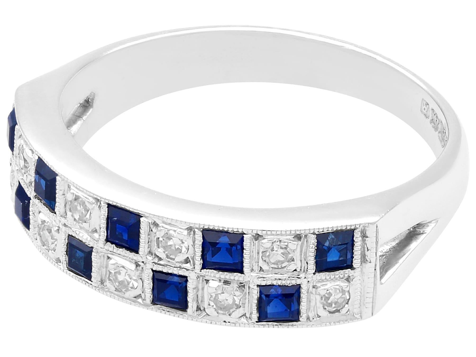 Square Cut Vintage 1966 Sapphire and Diamond White Gold Cocktail Ring For Sale