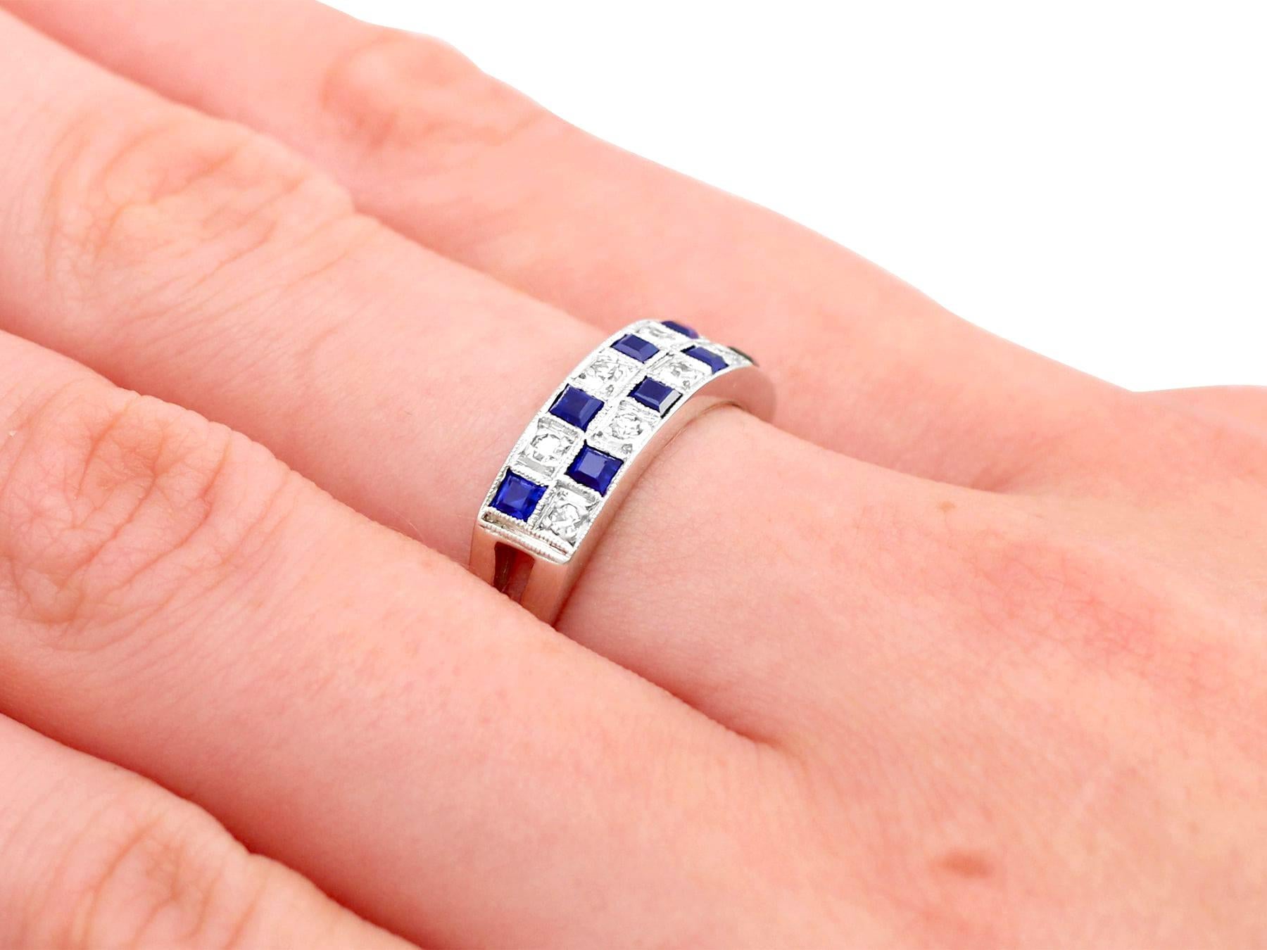 Vintage 1966 Sapphire and Diamond White Gold Cocktail Ring 2