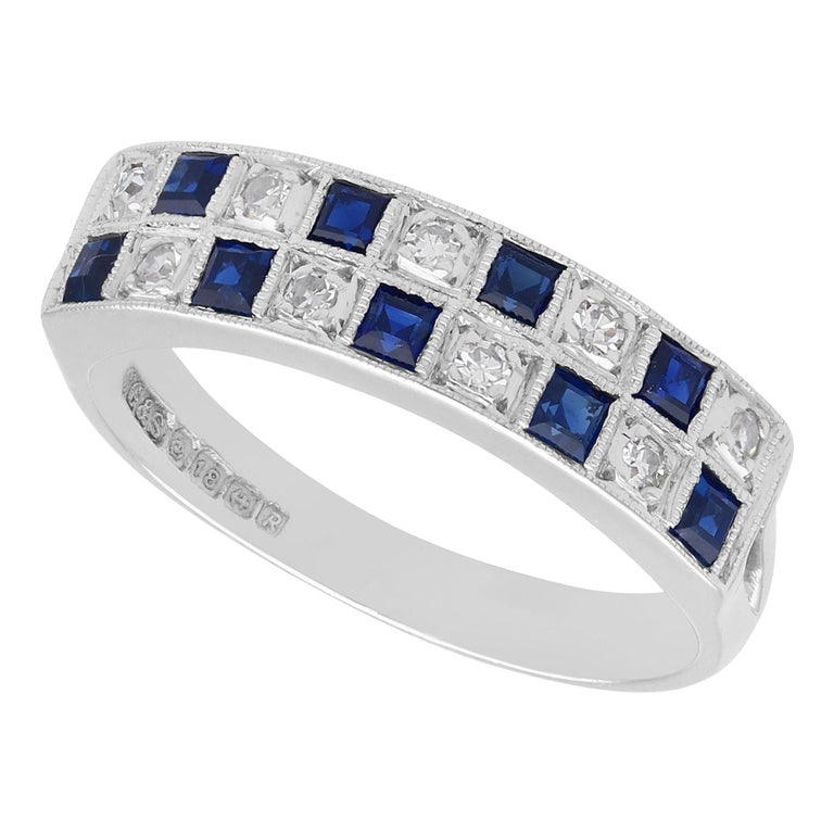 Vintage 1966 Sapphire and Diamond White Gold Cocktail Ring For Sale at ...