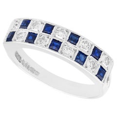 Retro 1966 Sapphire and Diamond White Gold Cocktail Ring