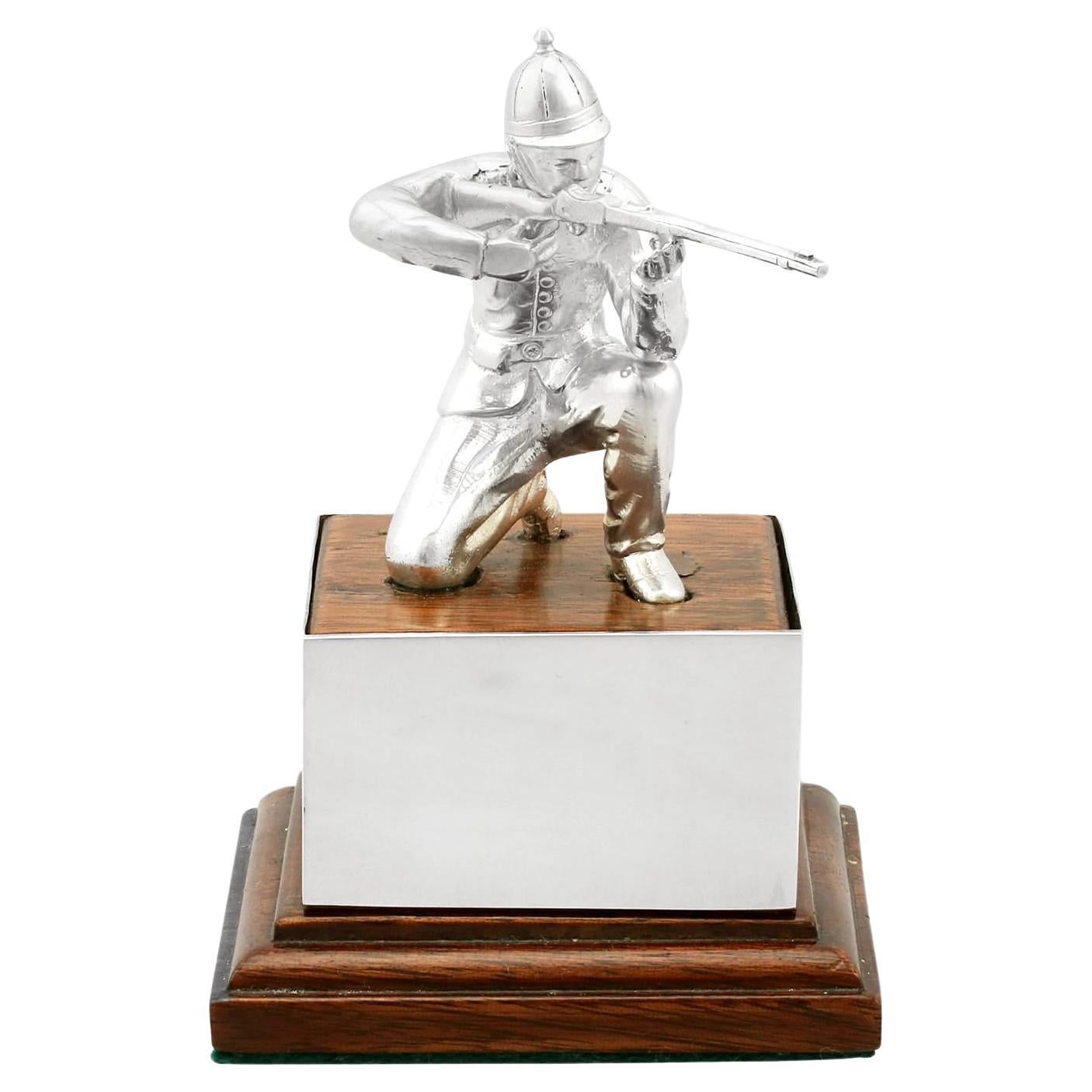 Vintage 1966 Sterling Silver Soldier Presentation Trophy For Sale