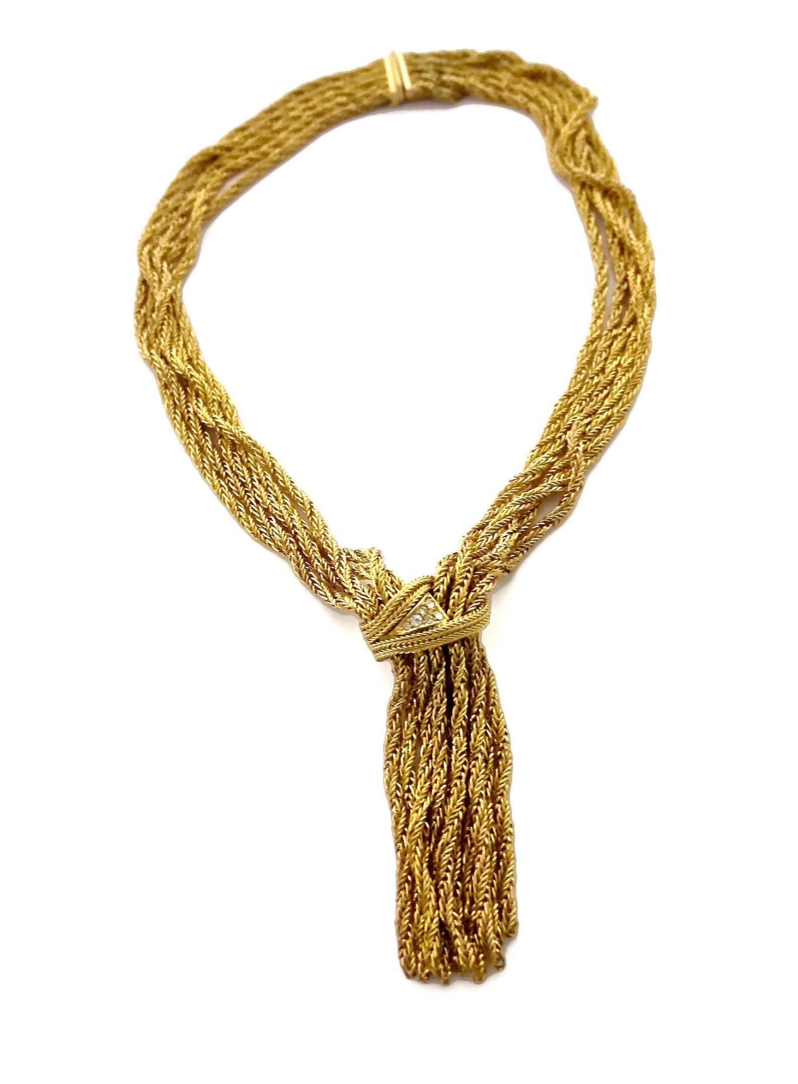 Women's Vintage 1967 CHRISTIAN DIOR Cascading Multi Chain Rhinestone Tassel Necklace