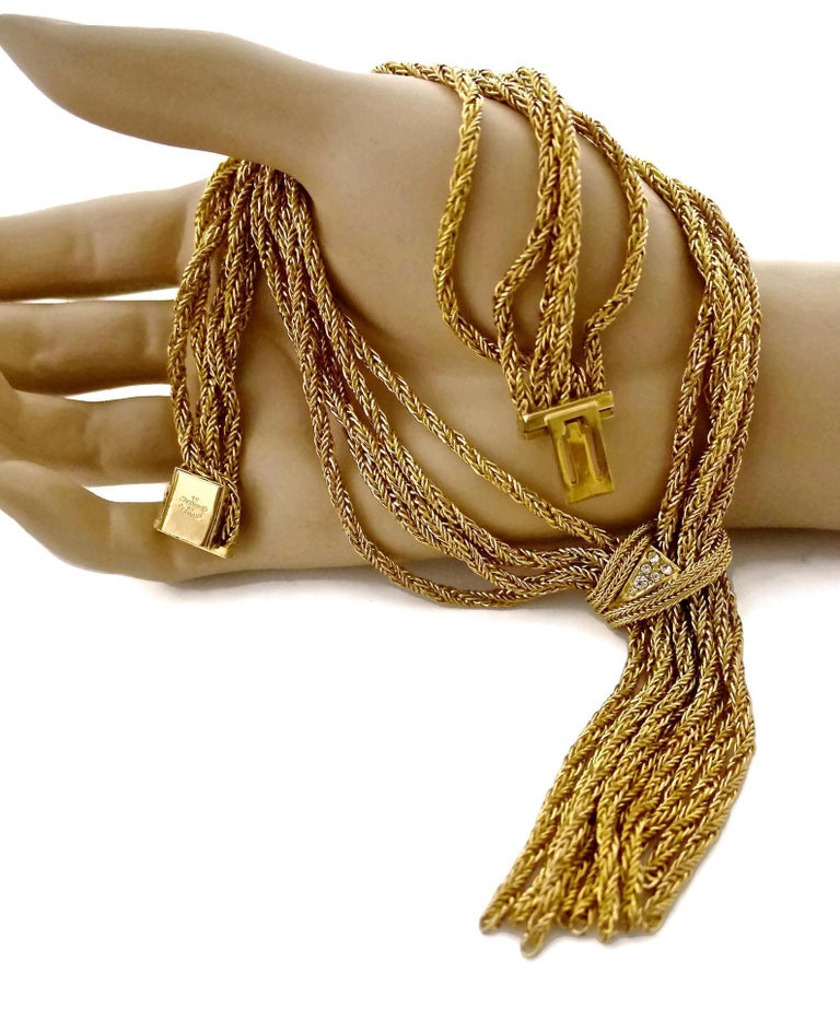 Vintage 1967 CHRISTIAN DIOR Cascading Multi Chain Rhinestone Tassel