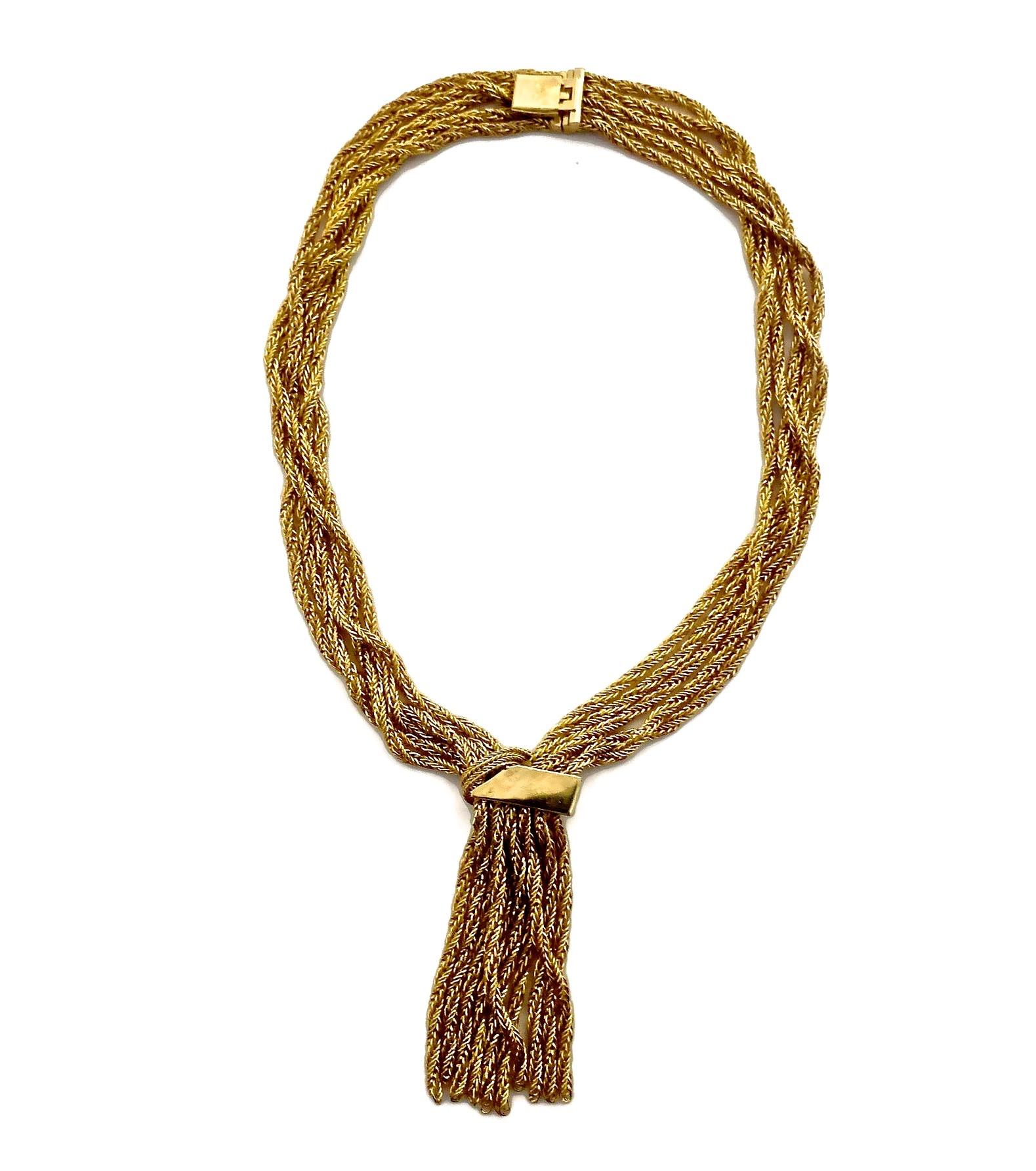 Vintage 1967 CHRISTIAN DIOR Cascading Multi Chain Rhinestone Tassel Necklace 3