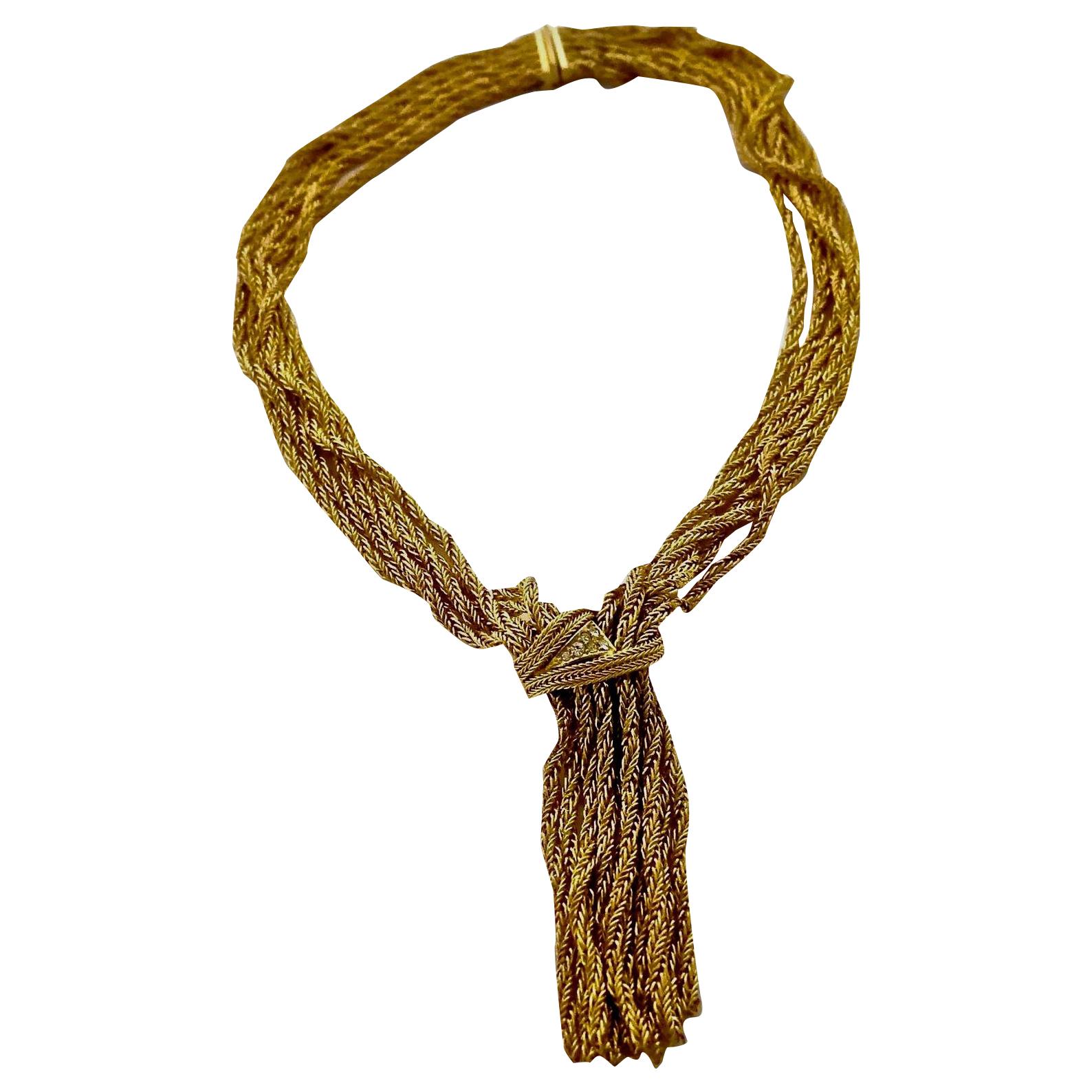 Vintage 1967 CHRISTIAN DIOR Cascading Multi Chain Rhinestone Tassel Necklace