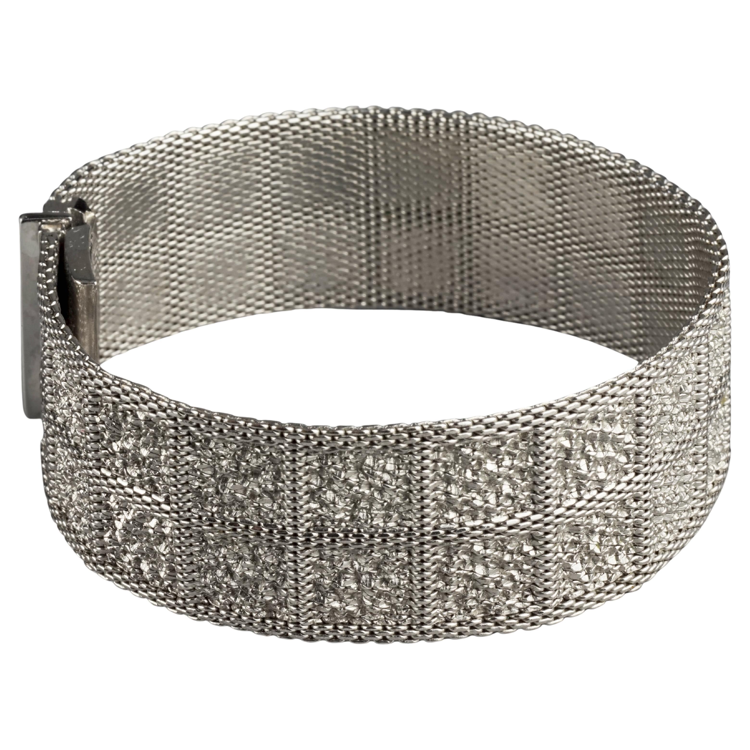 Vintage 1967 CHRISTIAN DIOR Mesh Silver Bracelet For Sale