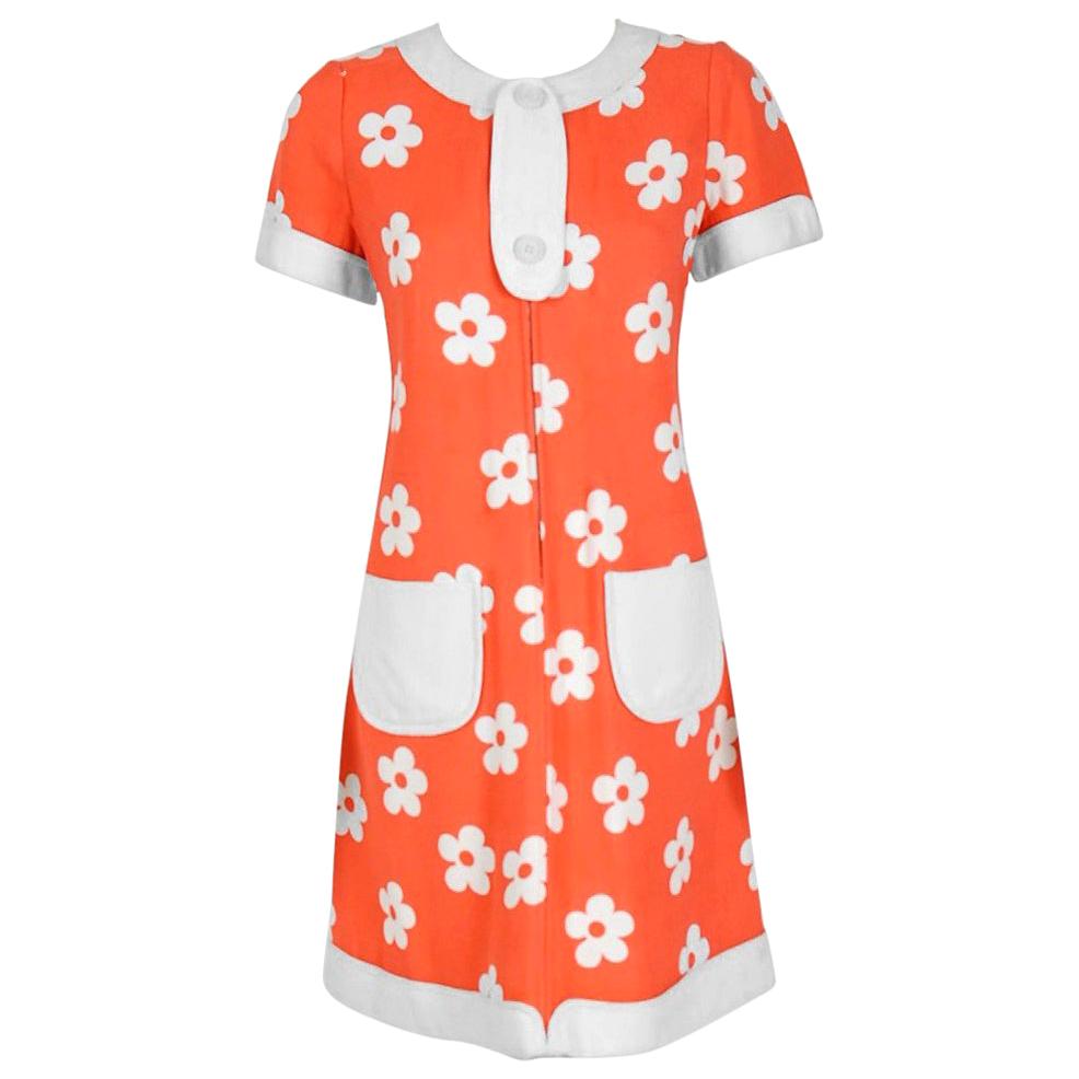 orange and white floral dress