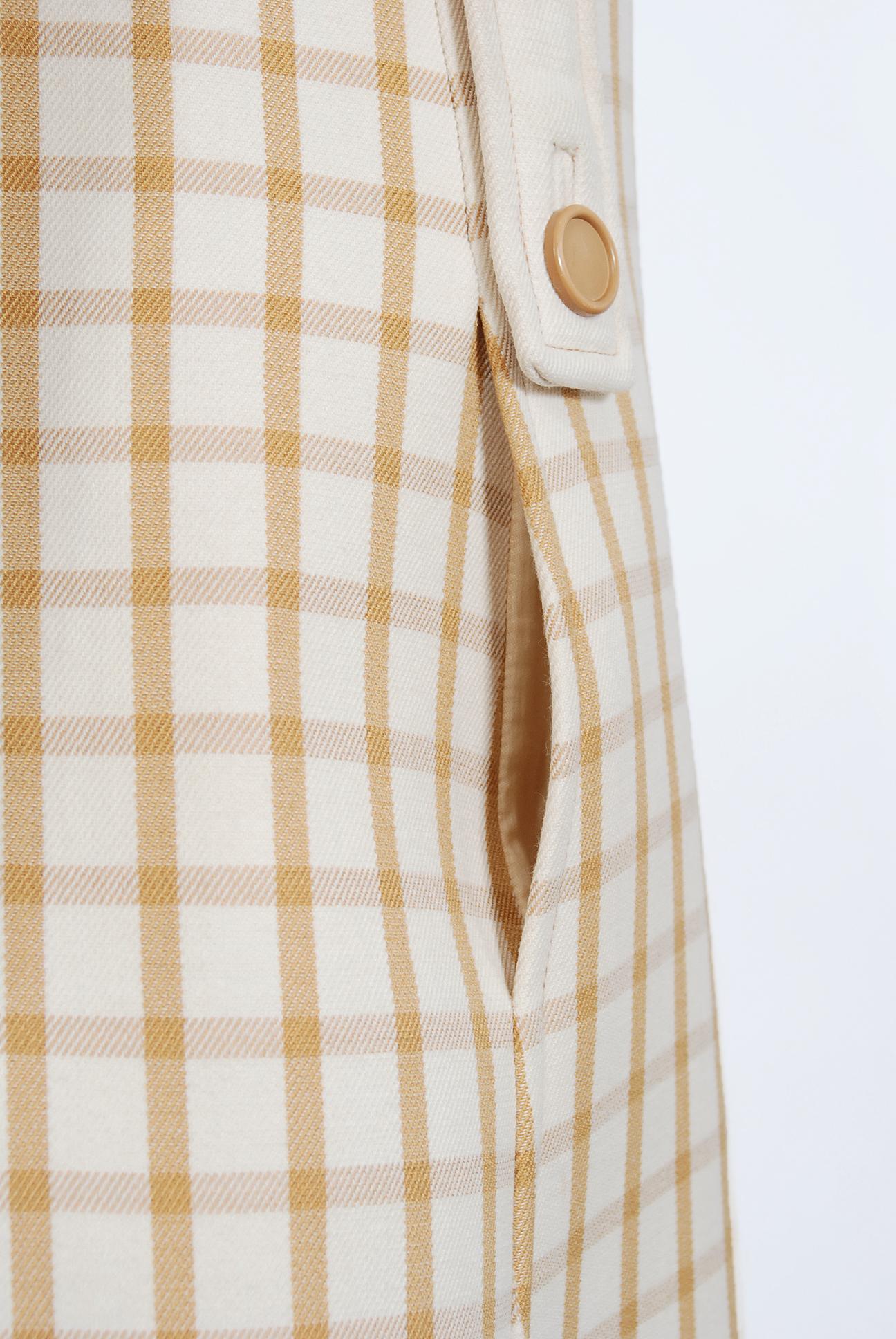 Vintage 1967 Courreges Couture Tan and Ivory Checkered Wool Mod Jacket Coat   In Good Condition In Beverly Hills, CA