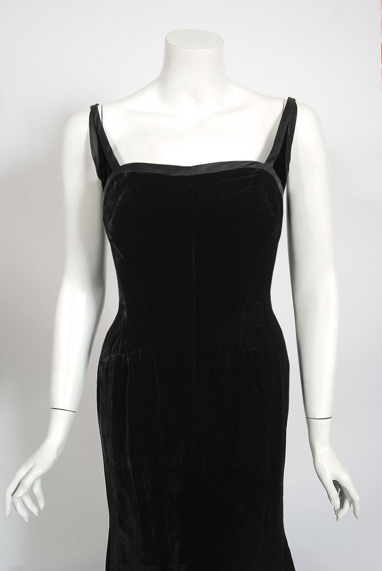 Vintage 1967 Don Loper Couture für Barbra Streisand Schwarzes Sanduhr-Kleid & Hut 7